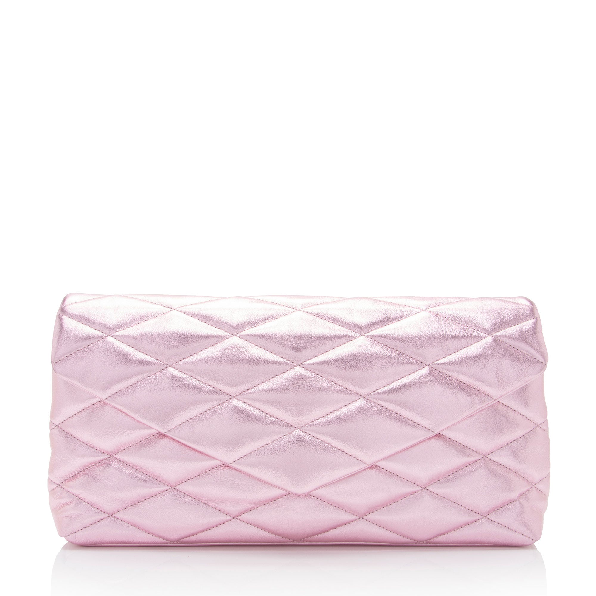 Saint Laurent Metallic Quilted Lambskin Puffer Sade Clutch (SHF-dsF7Ye)