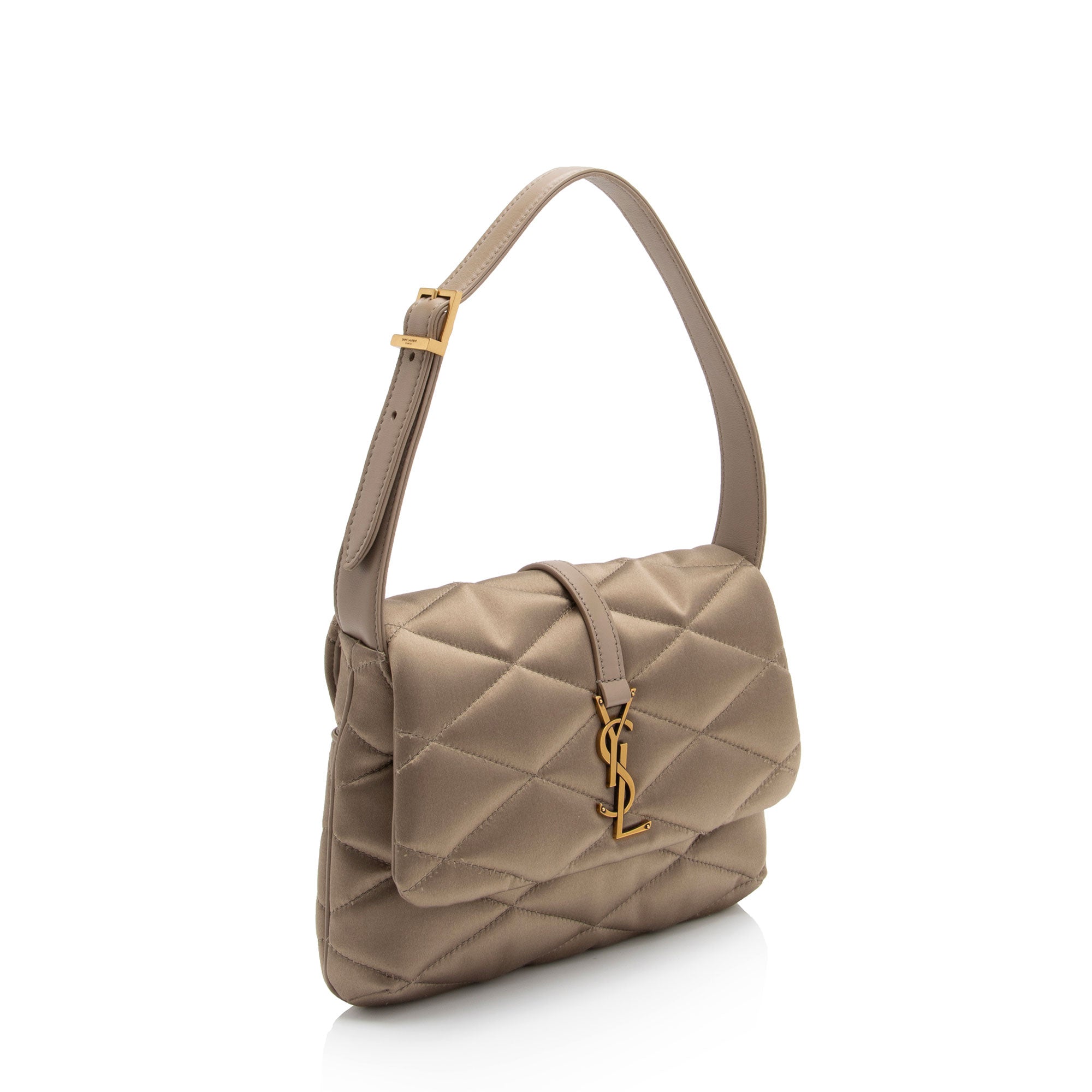 Saint Laurent Metallic Quilted Satin Monogram Le 57 Hobo