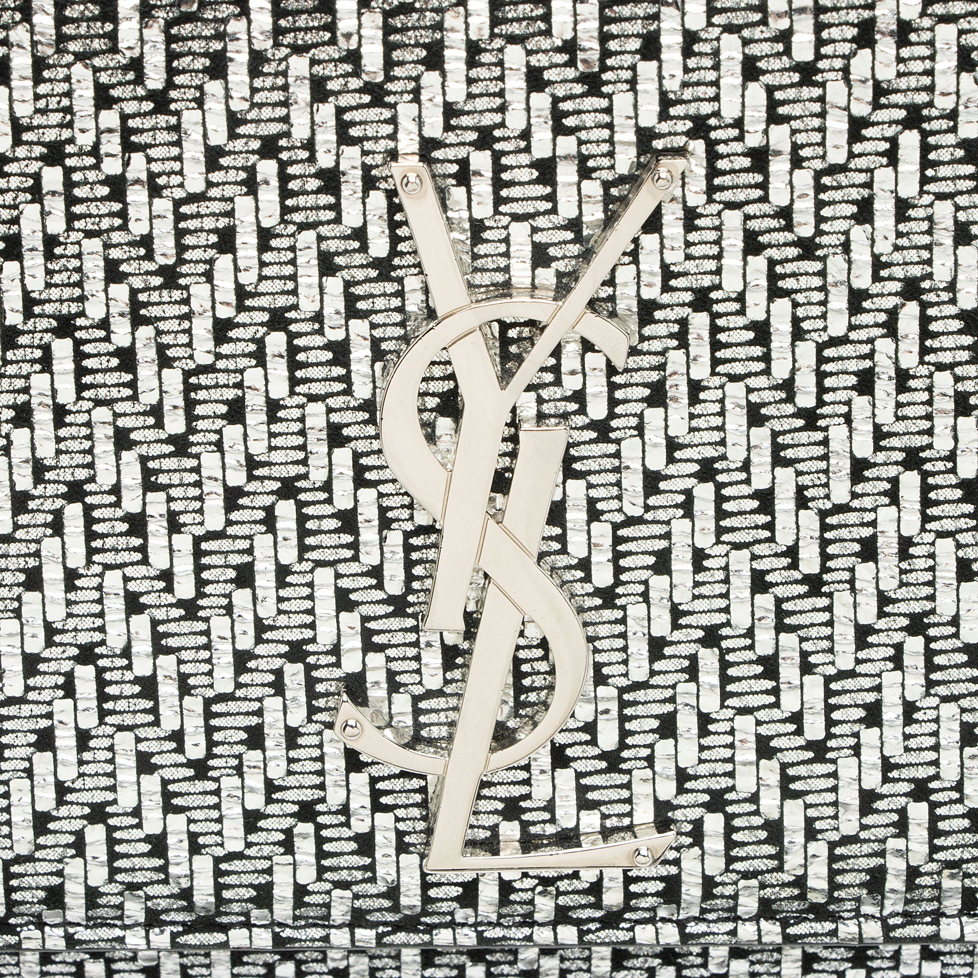 Saint Laurent Metallic Woven Leather Monogram Kate Small Shoulder Bag