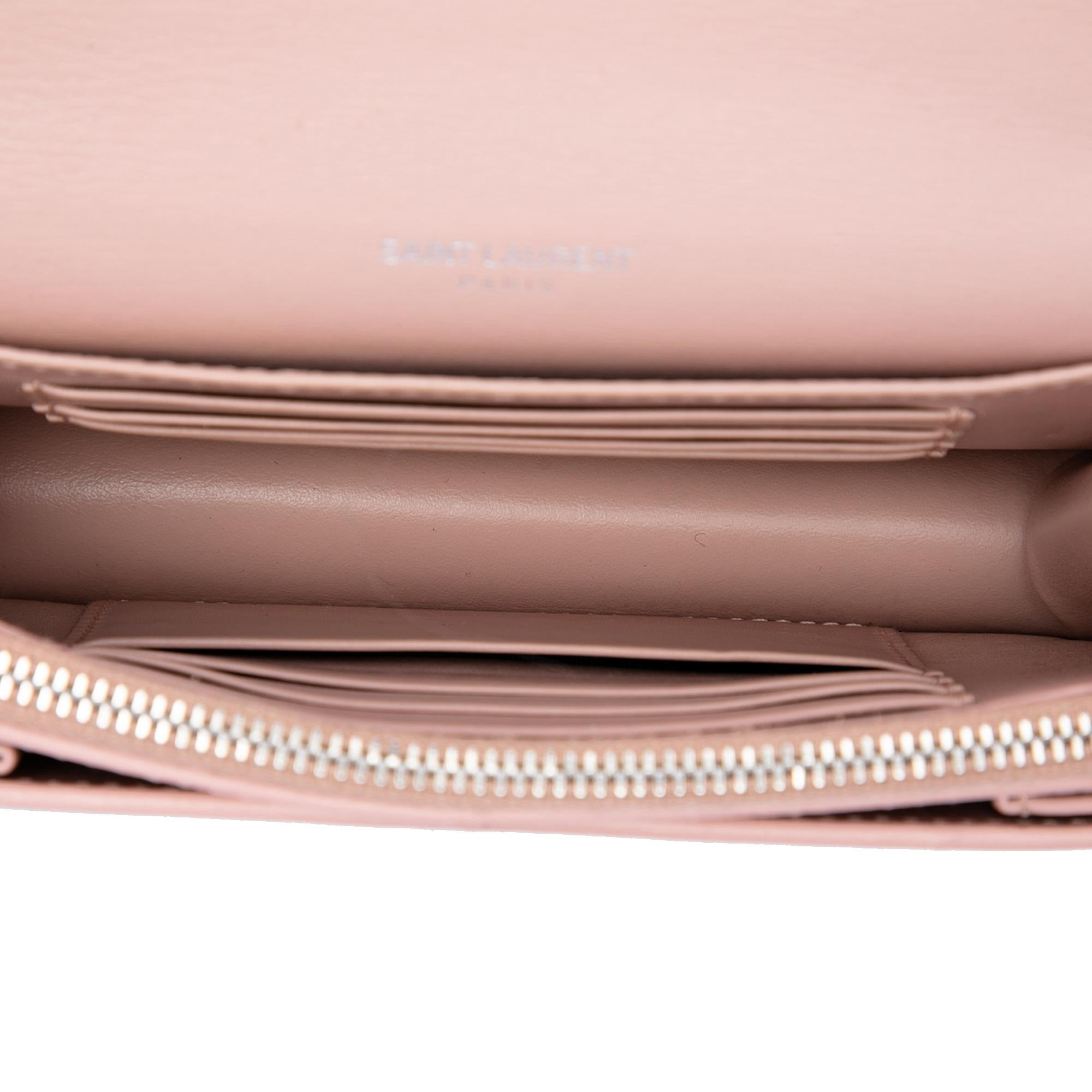 Saint Laurent Mini Calfskin Monogram Sunset Wallet on Chain