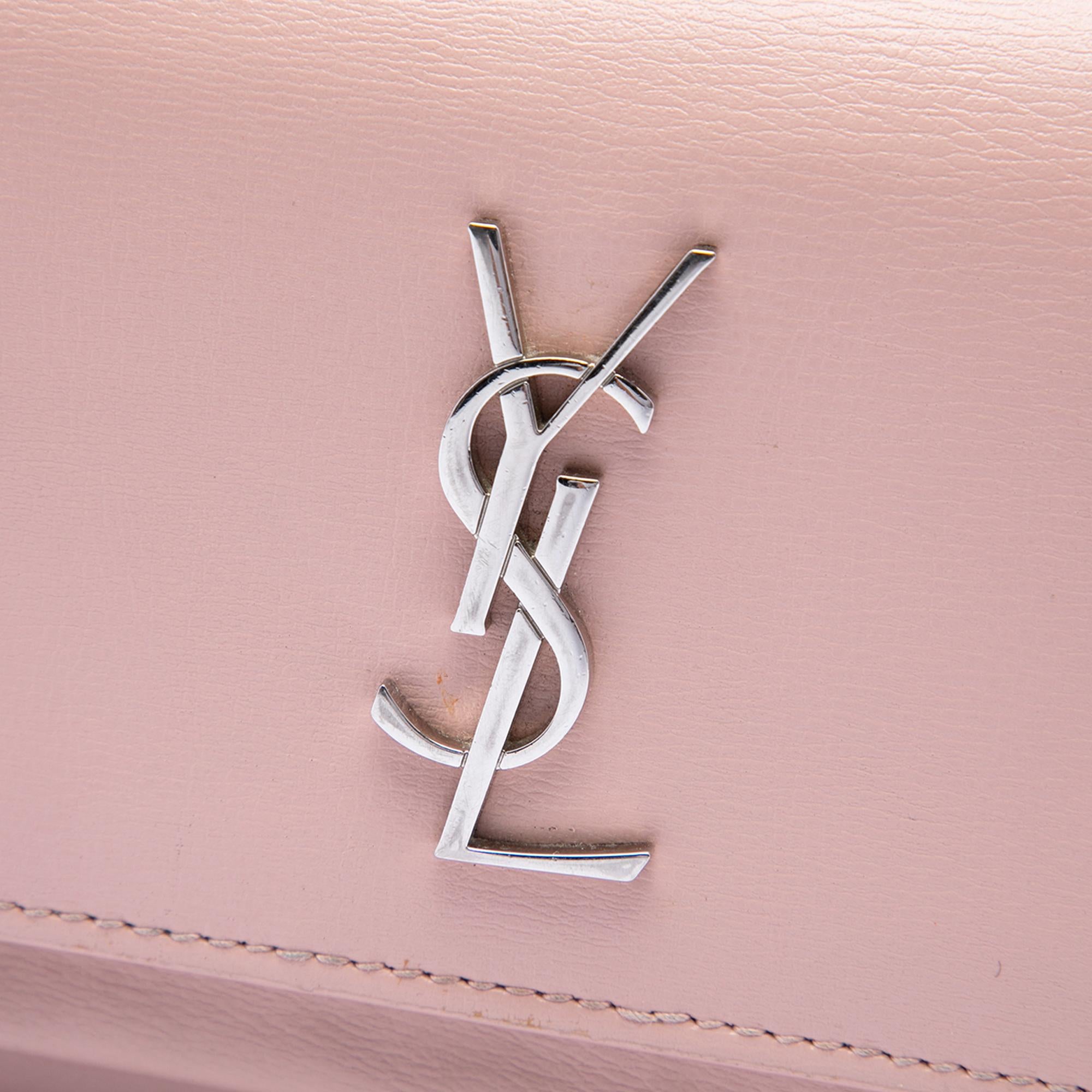Saint Laurent Mini Calfskin Monogram Sunset Wallet on Chain