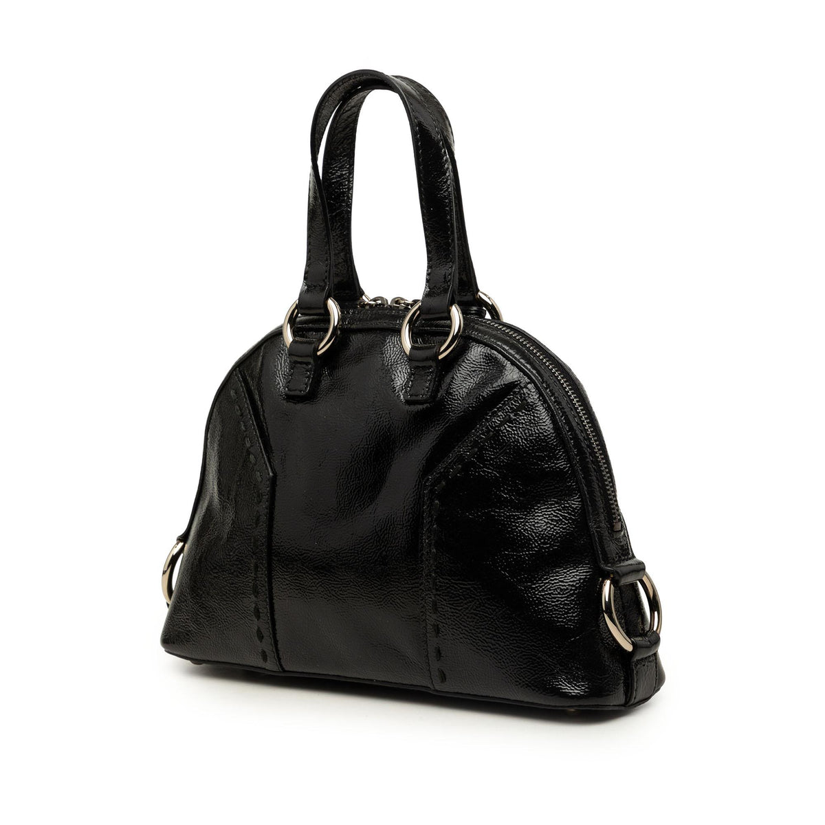 Saint Laurent Mini Crinkled Patent Muse Handbag