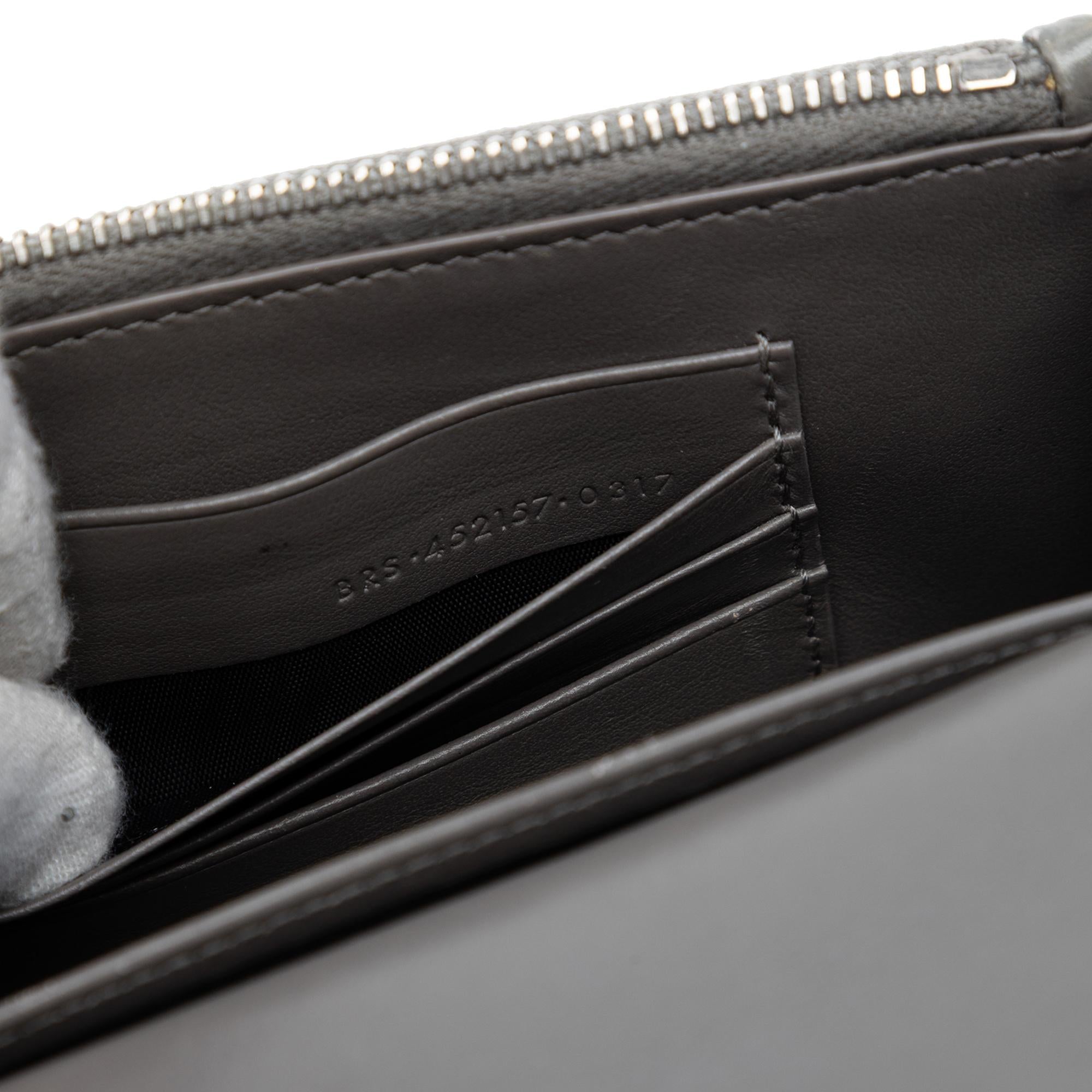 Saint Laurent Mini Croc Embossed Leather Monogram Sunset Wallet on Chain