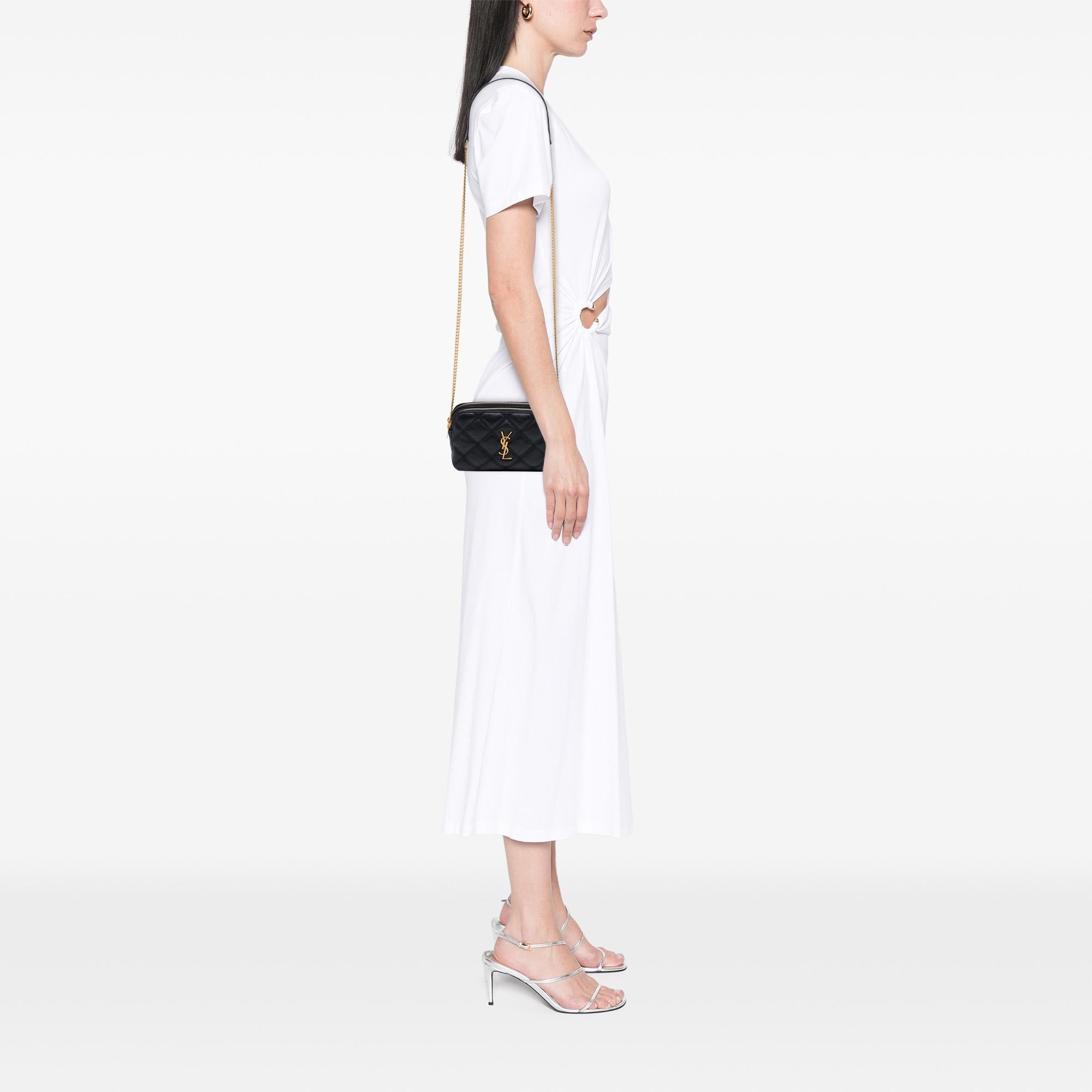 Saint Laurent Mini Quilted Lambskin Becky Double Zip Crossbody
