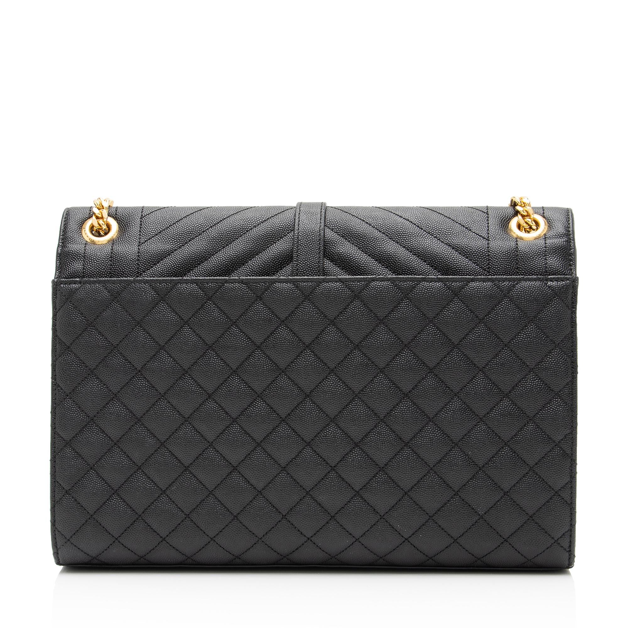 Saint Laurent Mixed Matelasse Calfskin Monogram Large Shoulder Bag (SHF-YGWG8h)