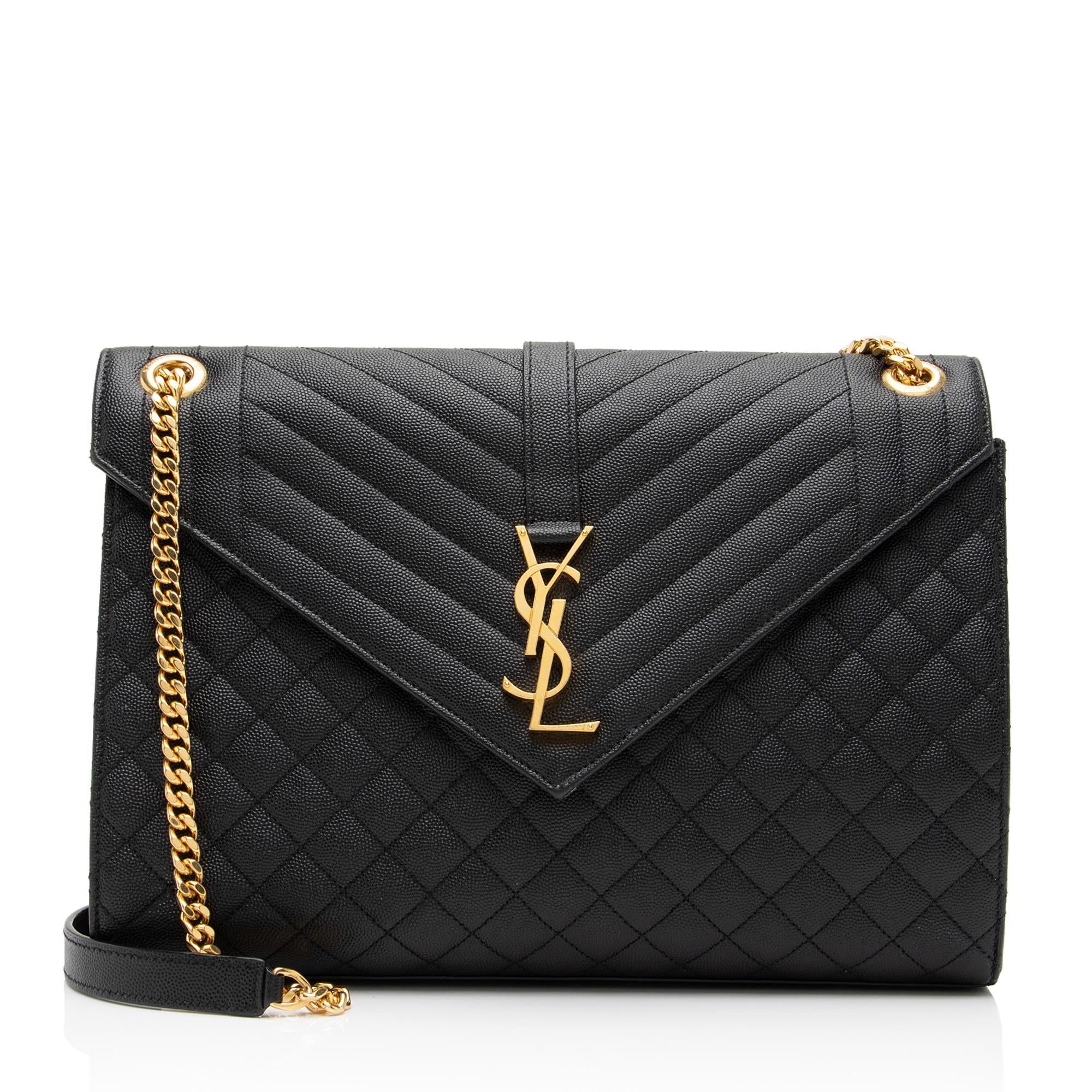 Saint Laurent Mixed Matelasse Calfskin Monogram Large Shoulder Bag (SHF-YGWG8h)