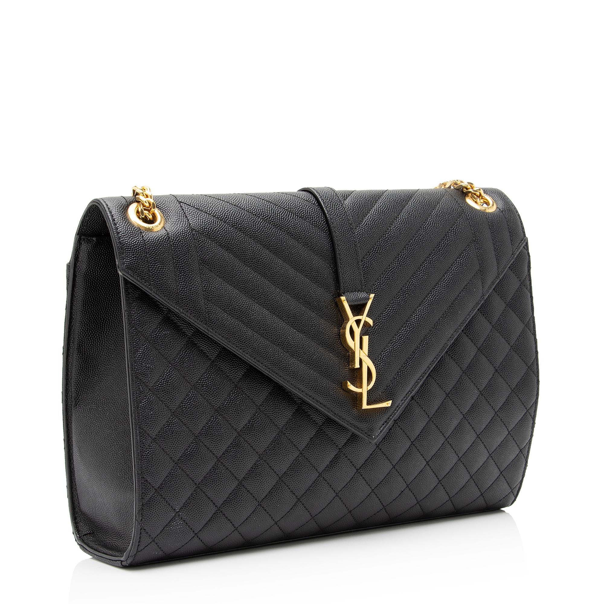 Saint Laurent Mixed Matelasse Calfskin Monogram Large Shoulder Bag (SHF-YGWG8h)