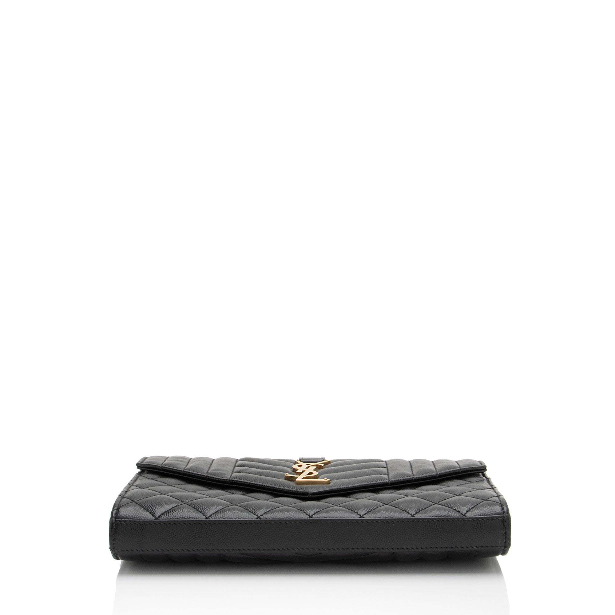 Saint Laurent Mixed Matelasse Grain de Poudre Monogram Chain Wallet