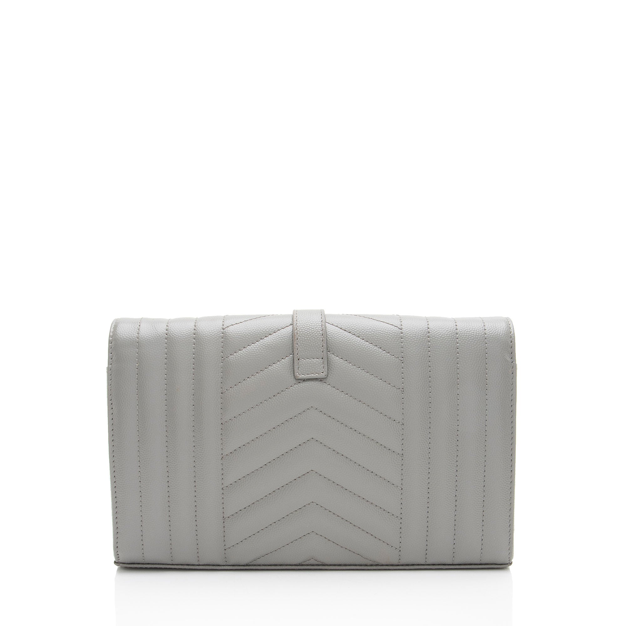 Saint Laurent Mixed Matelasse Grain de Poudre Monogram Chain Wallet