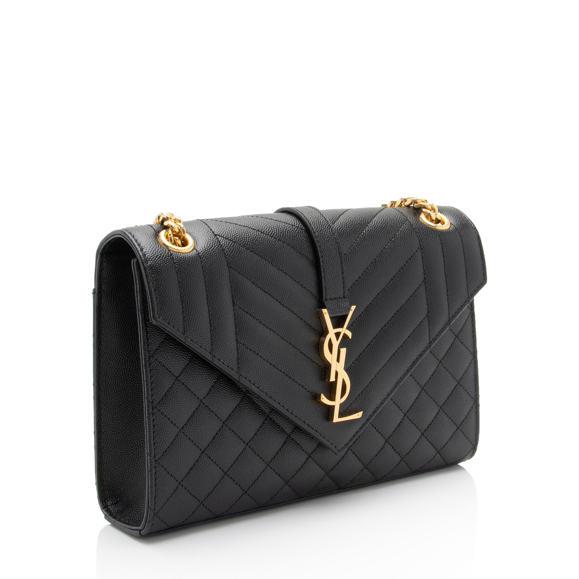 Saint Laurent Mixed Matelasse Grain de Poudre Monogram Medium Shoulder Bag (SHF-vIsSXF)