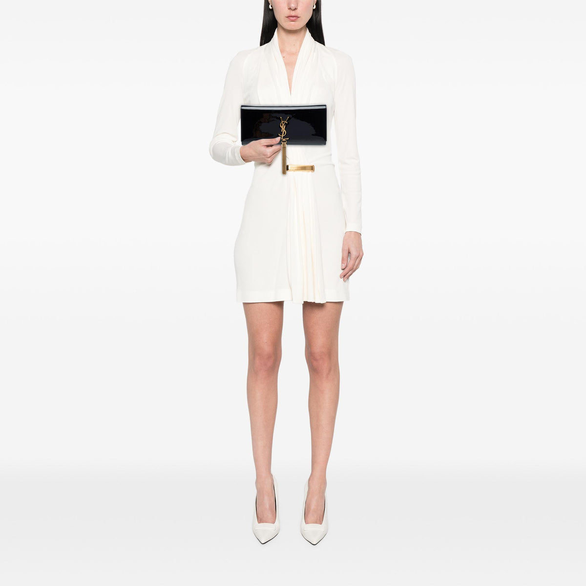 Saint Laurent Patent Cassandre Tassel Clutch
