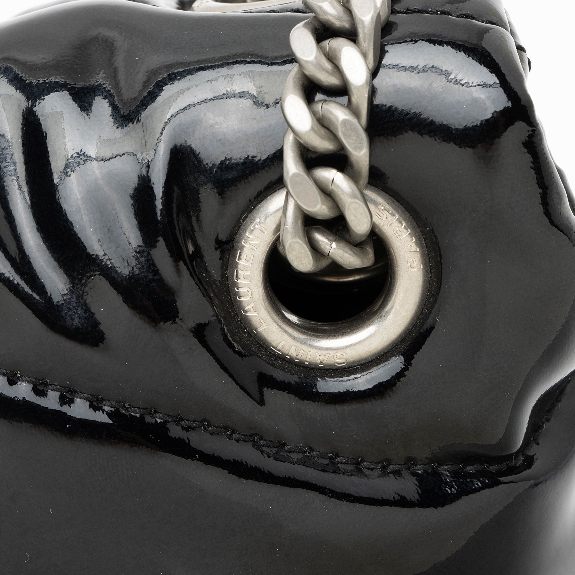 Saint Laurent Patent Leather Monogram Puffer LouLou Small Shoulder Bag
