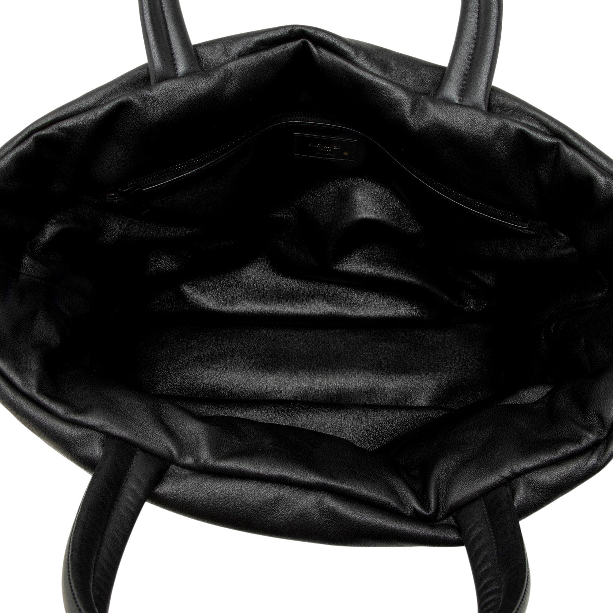 Saint Laurent Puffed Leather Logo Shopping Tote