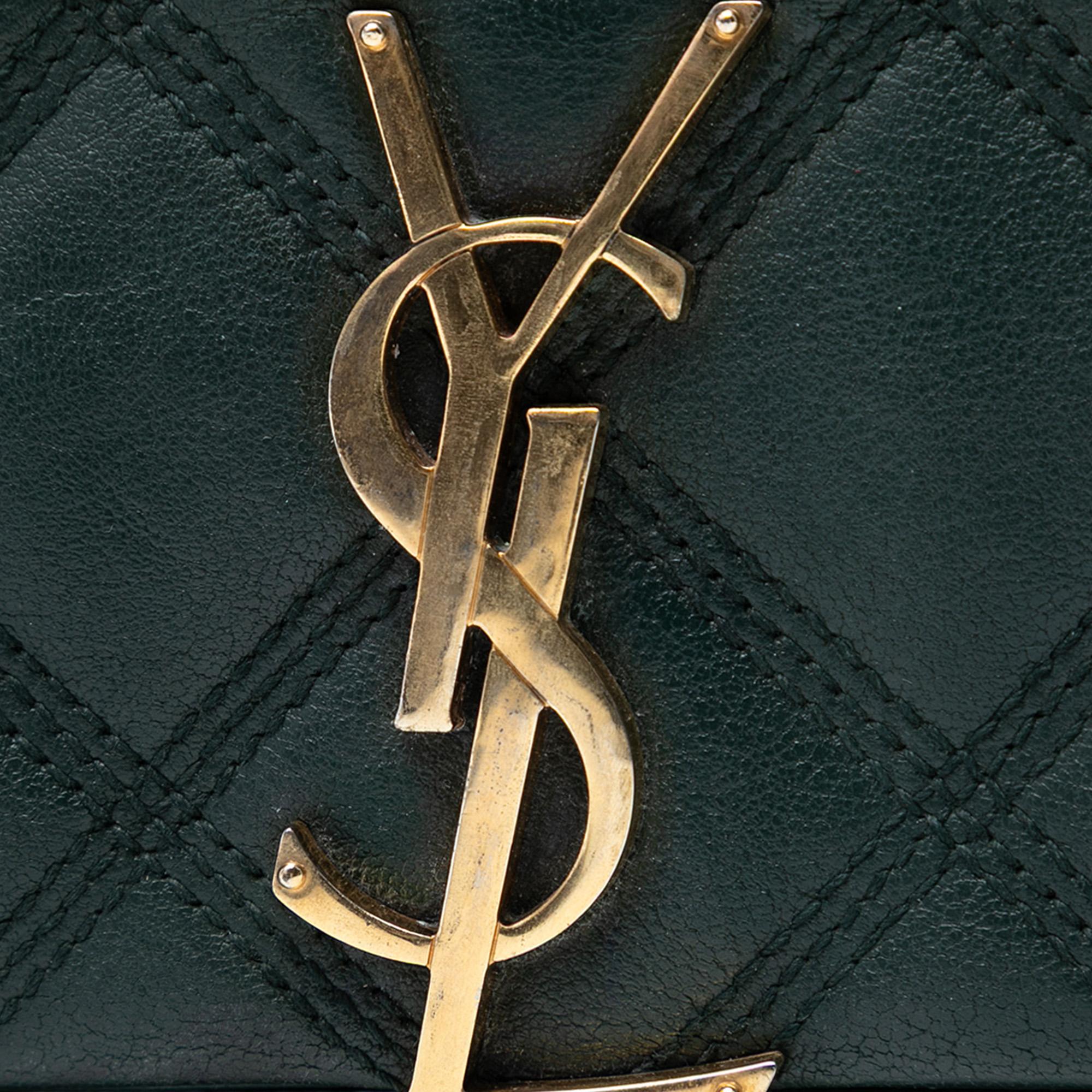 Saint Laurent Quilted Lambskin Diamond Becky Chain Wallet