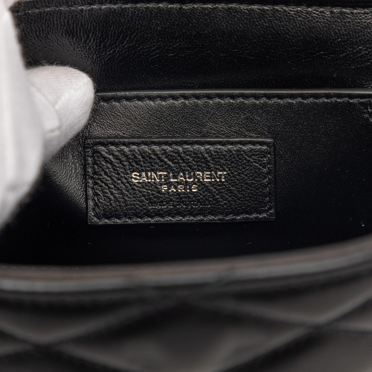 Saint Laurent Quilted Lambskin Monogram June Box Bag