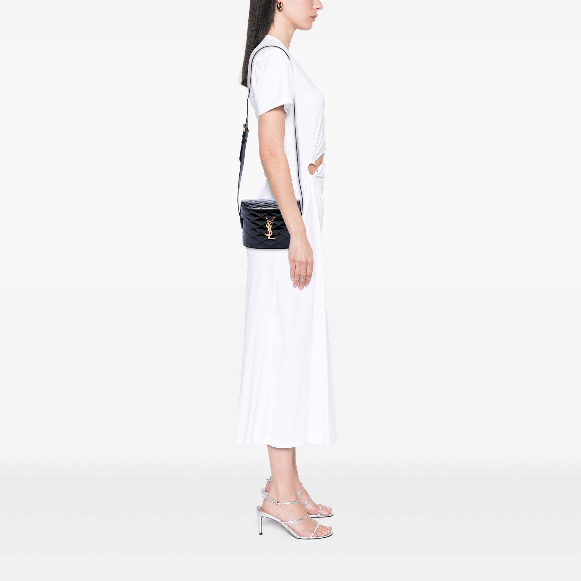 Saint Laurent Quilted Patent Monogram June Box Crossbody