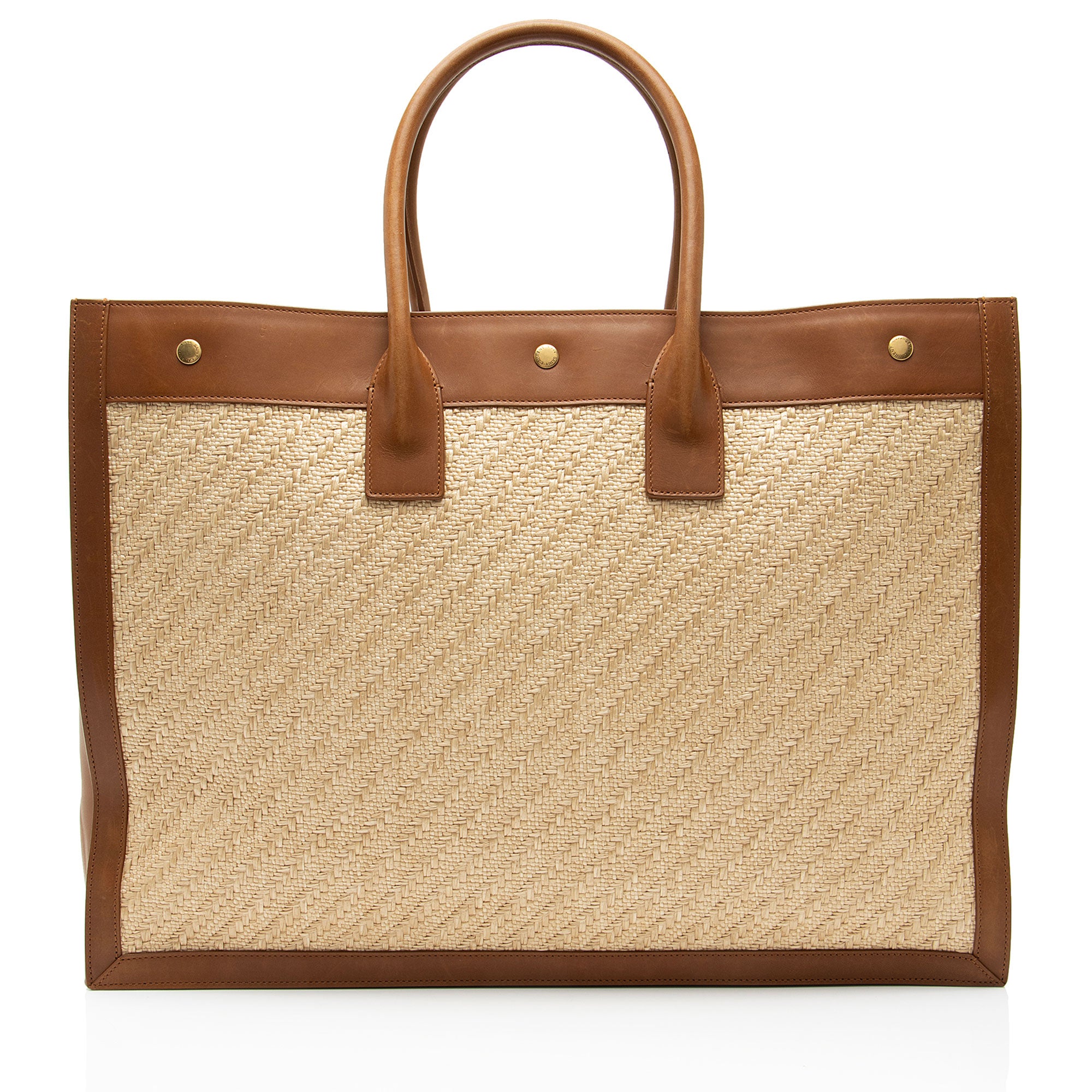 Saint Laurent Raffia Calfskin Rive Gauche Large Tote