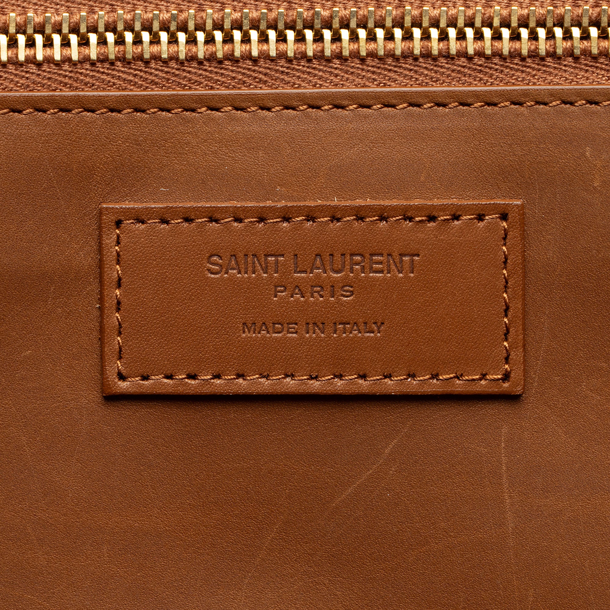 Saint Laurent Raffia Calfskin Rive Gauche Large Tote