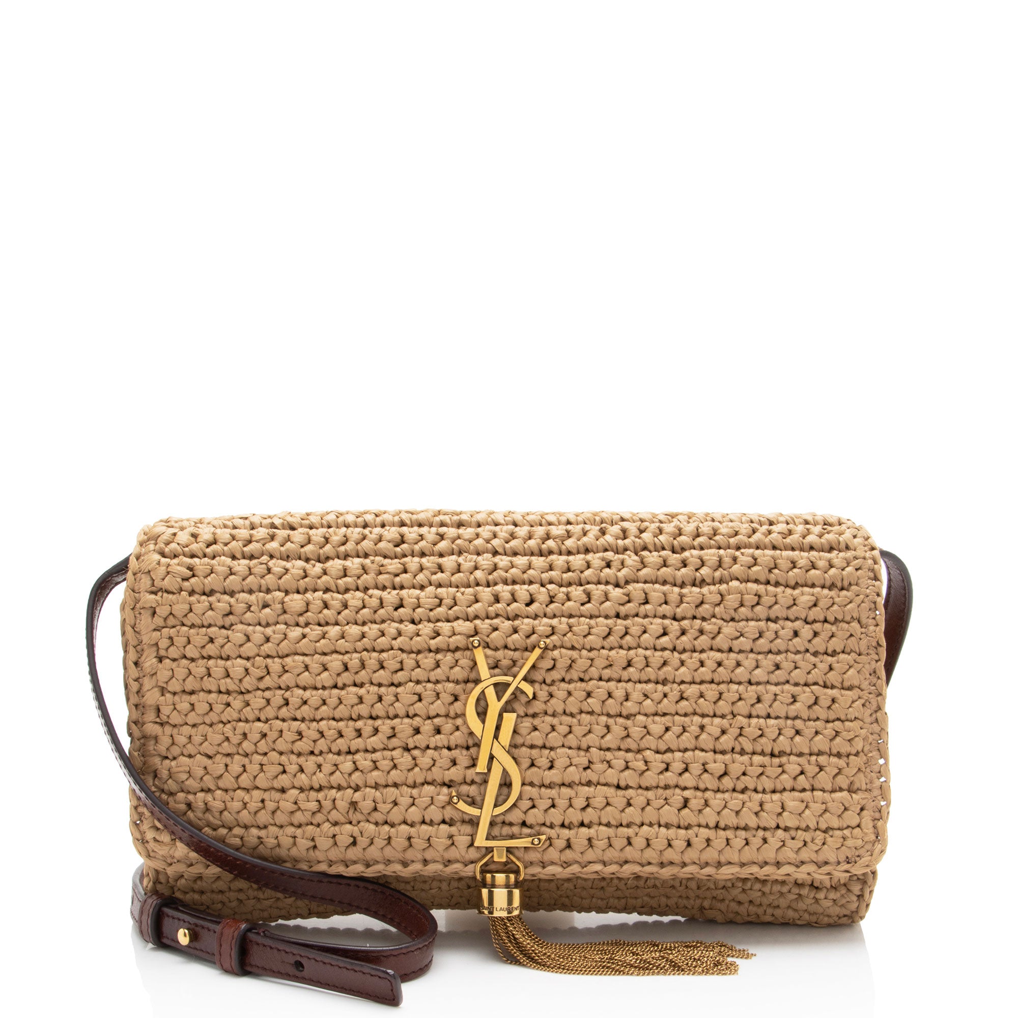 Saint Laurent Raffia Kate 99 Tassel Shoulder Bag