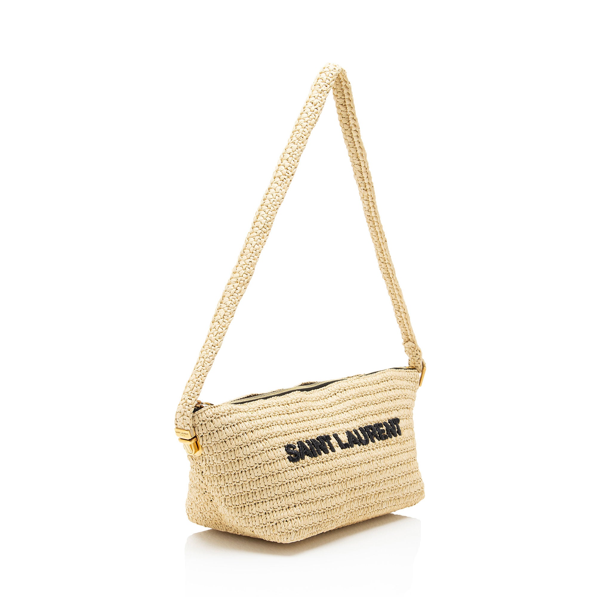 Saint Laurent Raffia Le Tuc Shoulder Bag