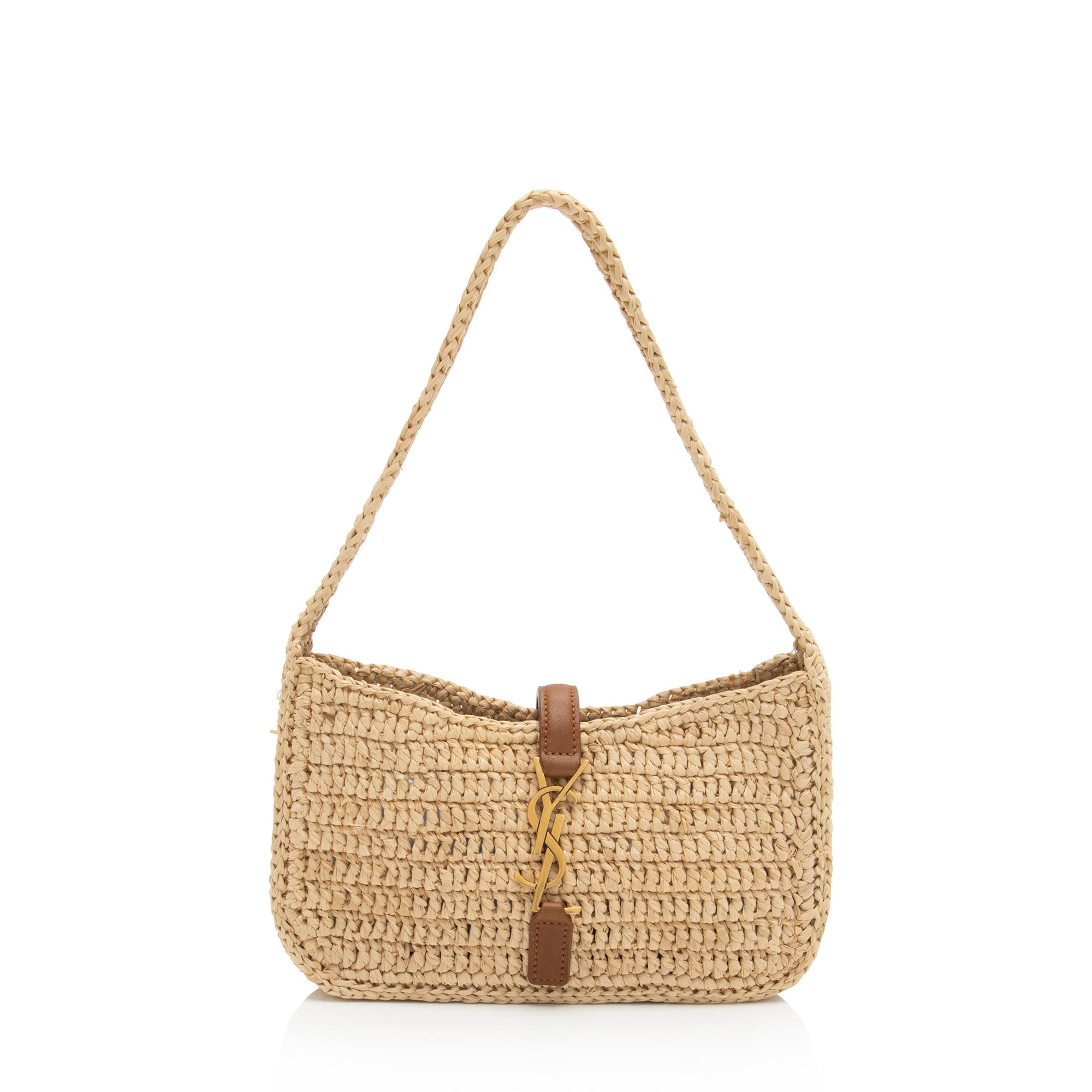Saint Laurent Raffia Monogram Le 5 A 7 Mini Hobo (SHF-jfWkf8)