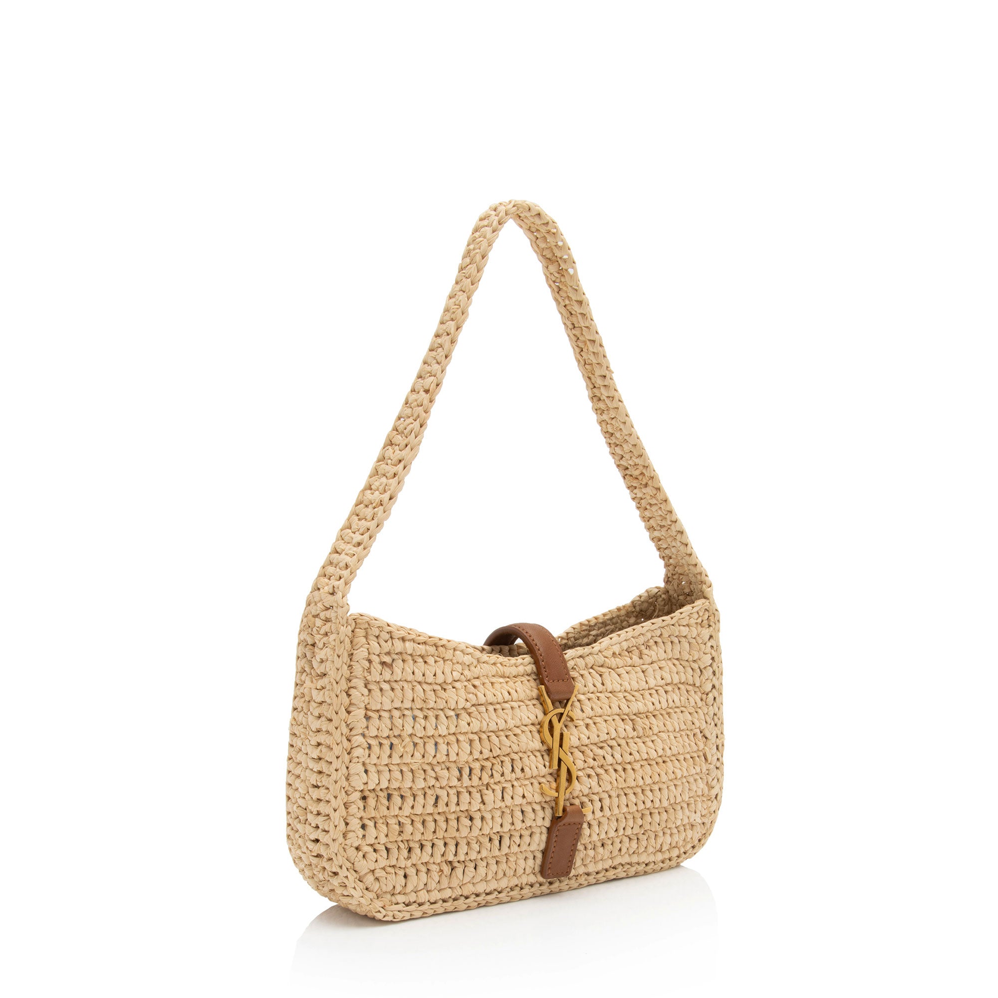 Saint Laurent Raffia Monogram Le 5 A 7 Mini Hobo (SHF-jfWkf8)