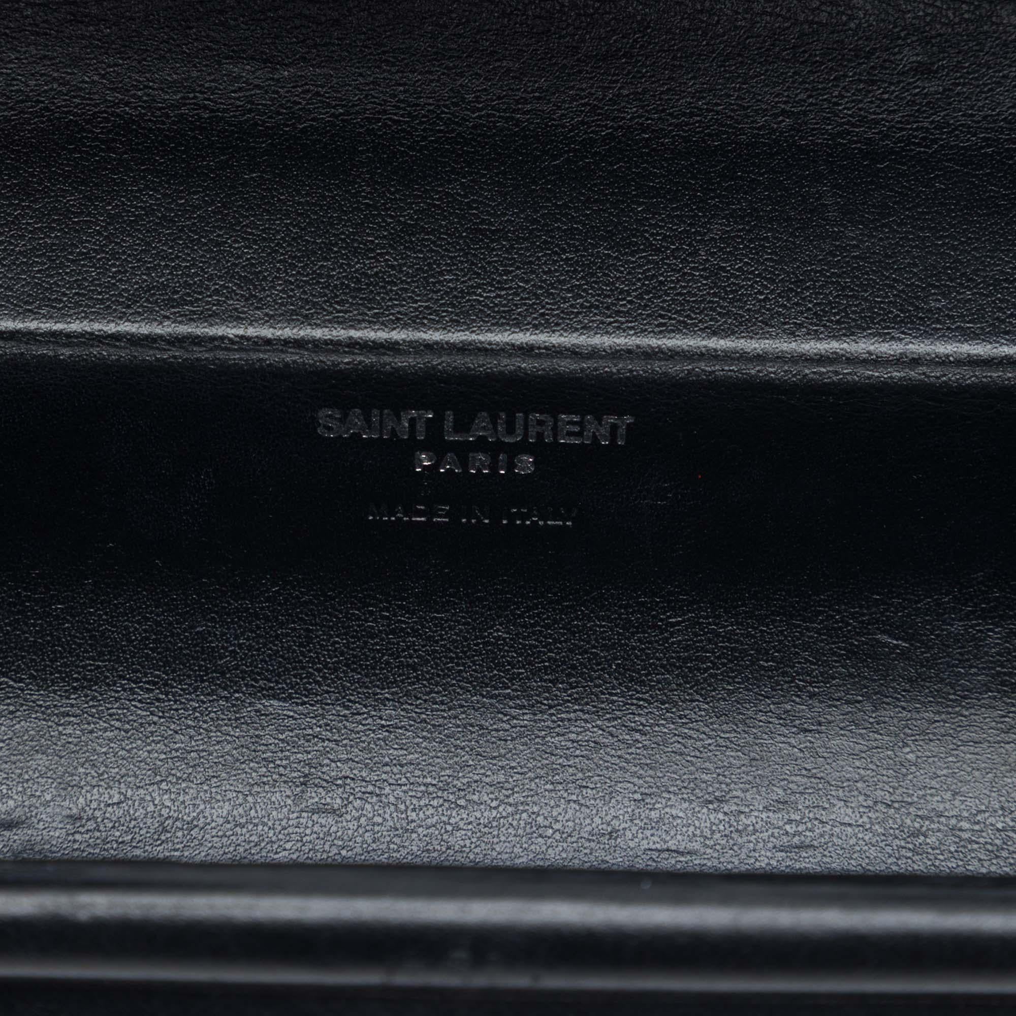 Saint Laurent Ribbed Acrylic Lambskin Fringe Monogram Monochrome Opium Box Bag
