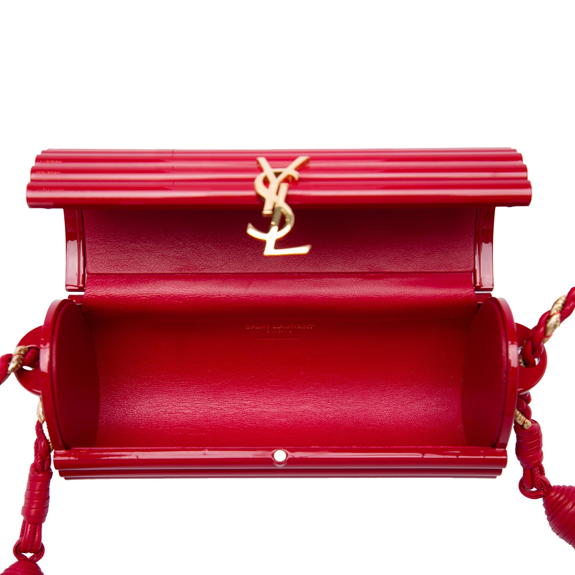 Saint Laurent Ribbed Acrylic and Lambskin Fringe Monogram Opium Box Bag