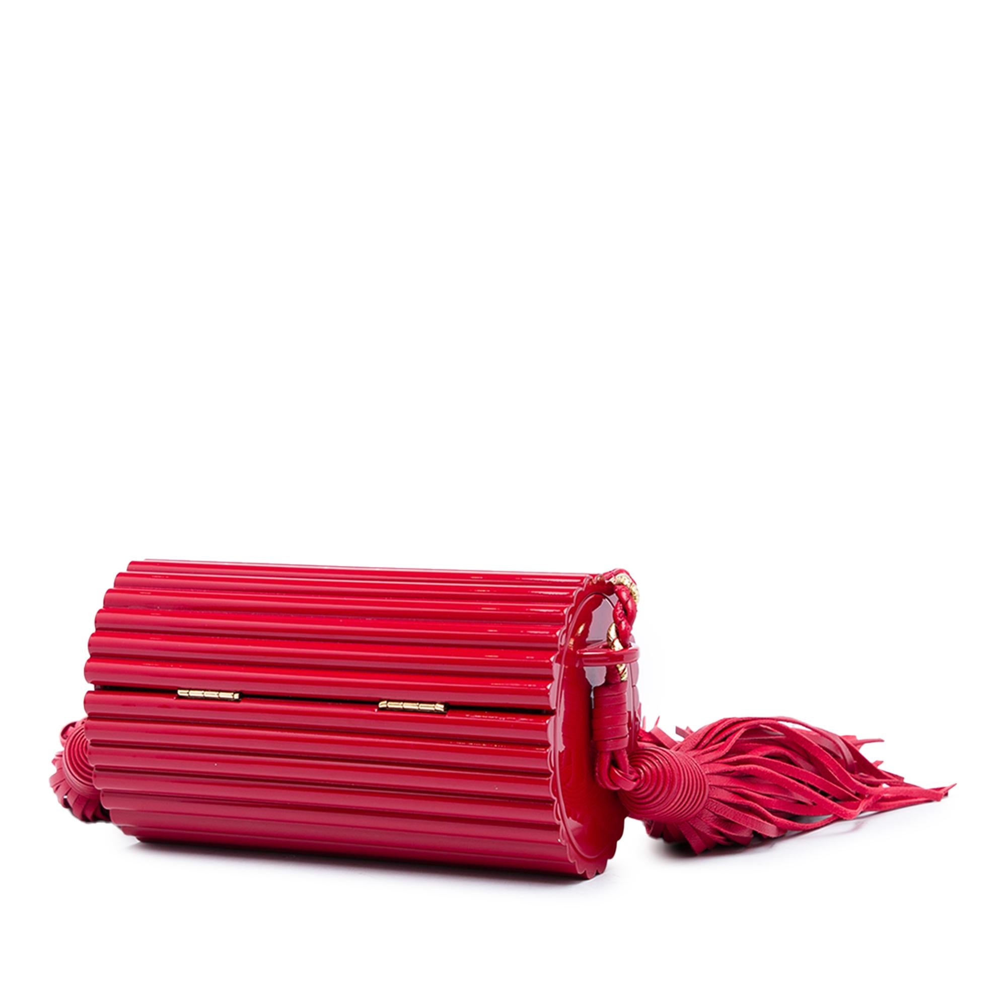 Saint Laurent Ribbed Acrylic and Lambskin Fringe Monogram Opium Box Bag