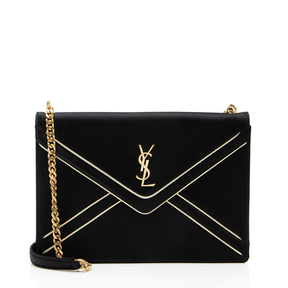 Saint Laurent Satin Monogram Gaby Chain Envelope Bag