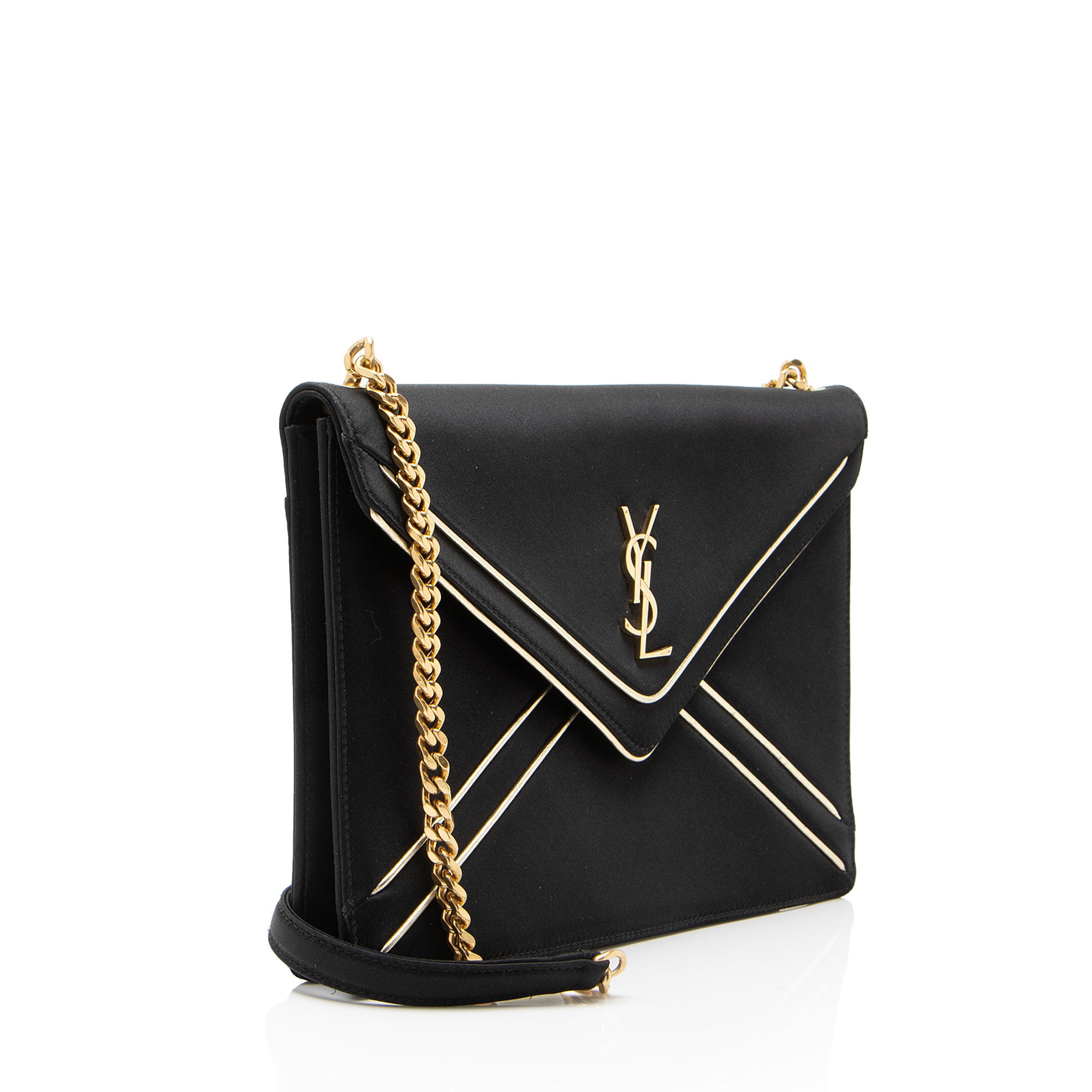 Saint Laurent Satin Monogram Gaby Chain Envelope Bag