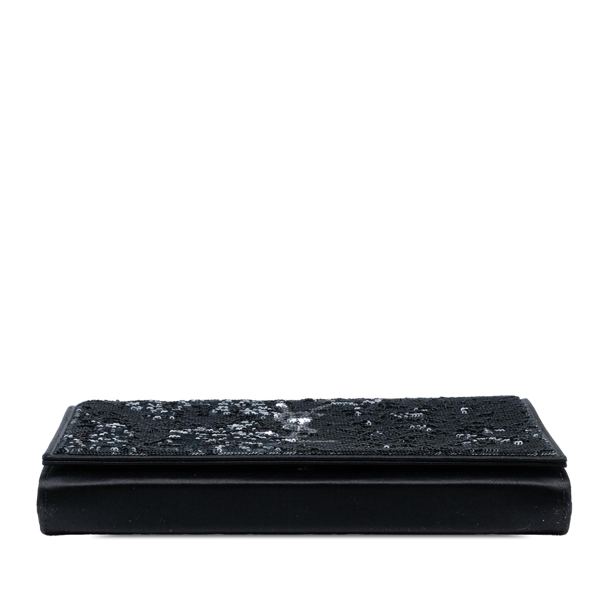 Saint Laurent Sequin Monogram Kate Wallet on Chain