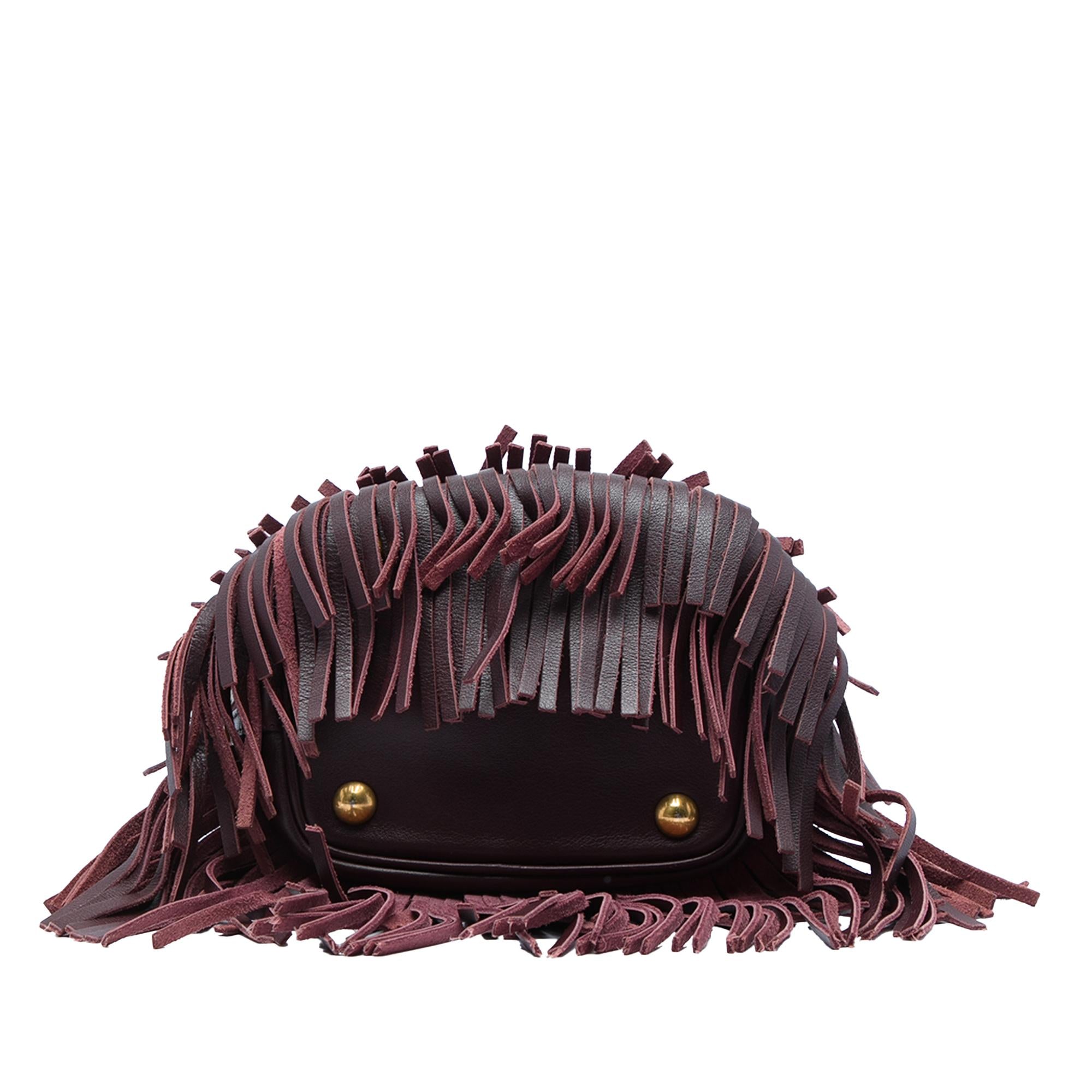 Saint Laurent Small Calfskin Emmanuelle Fringe Bucket Bag