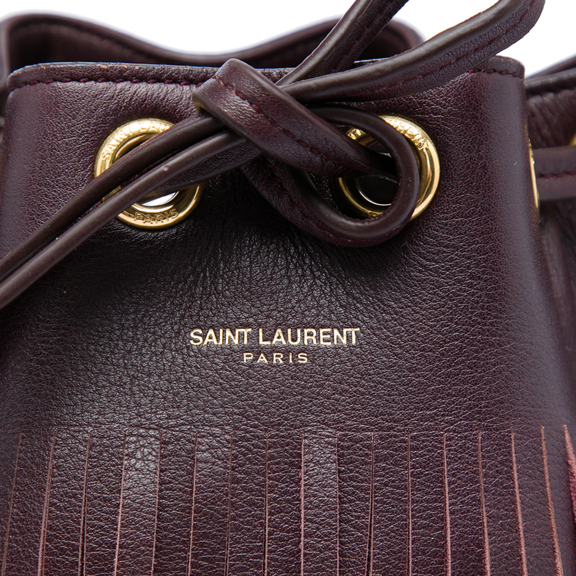 Saint Laurent Small Calfskin Emmanuelle Fringe Bucket Bag