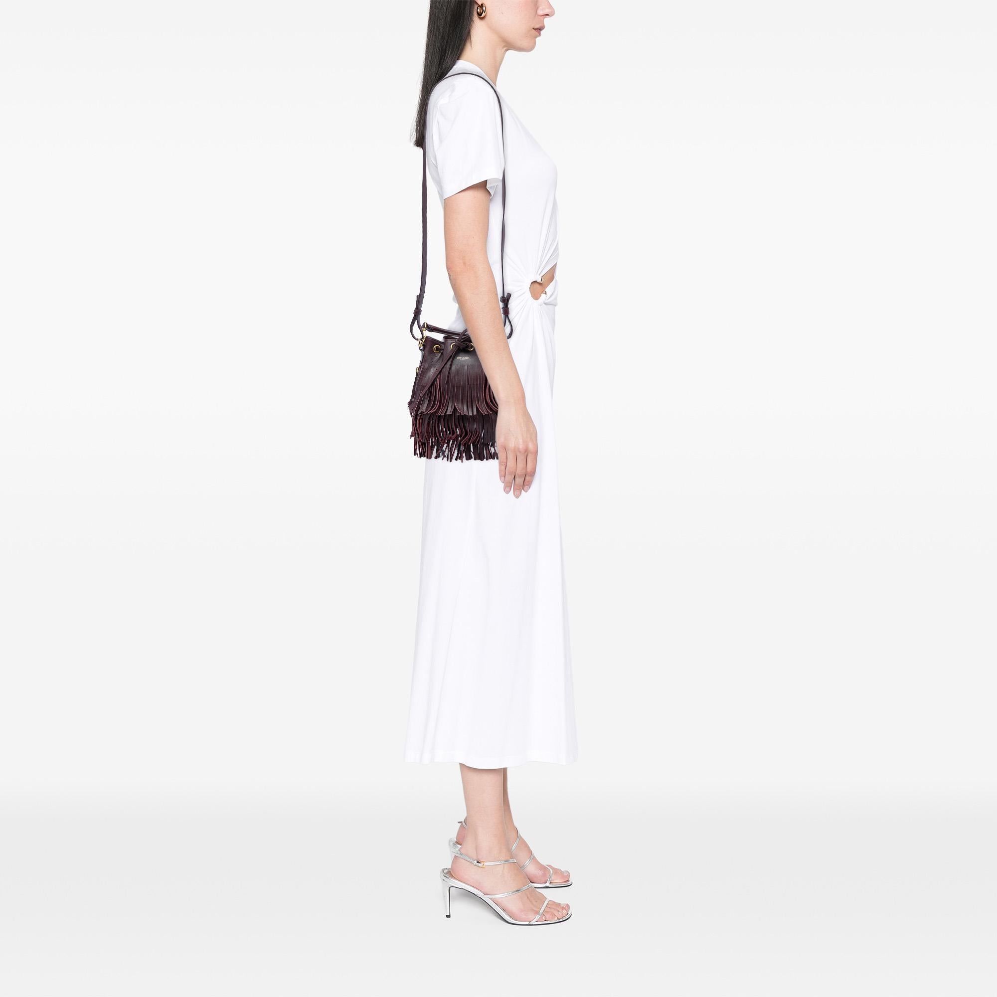 Saint Laurent Small Calfskin Emmanuelle Fringe Bucket Bag