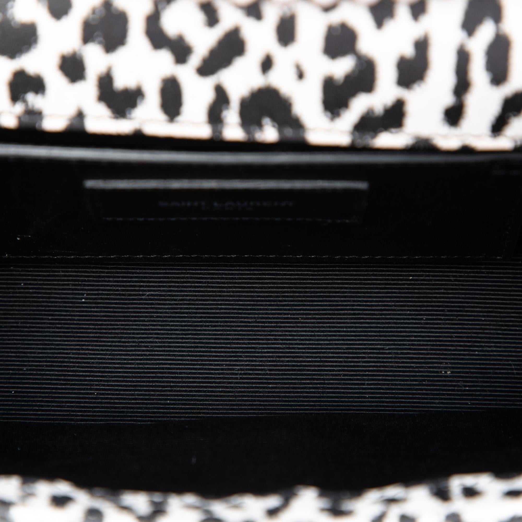 Saint Laurent Small Calfskin Leopard Print Monogram Kate Crossbody