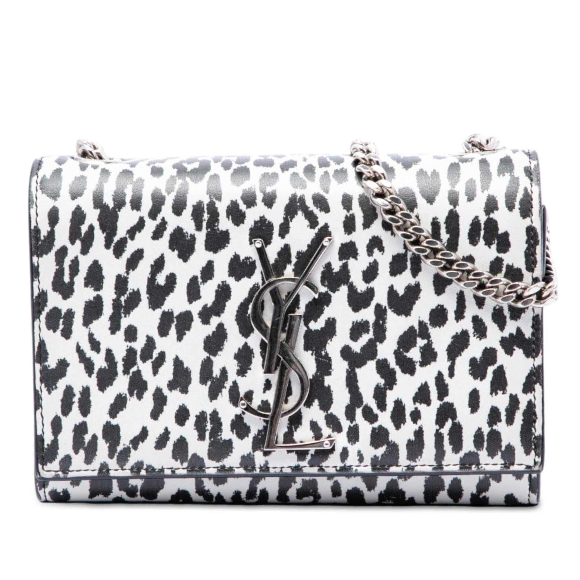 Saint Laurent Small Calfskin Leopard Print Monogram Kate Crossbody