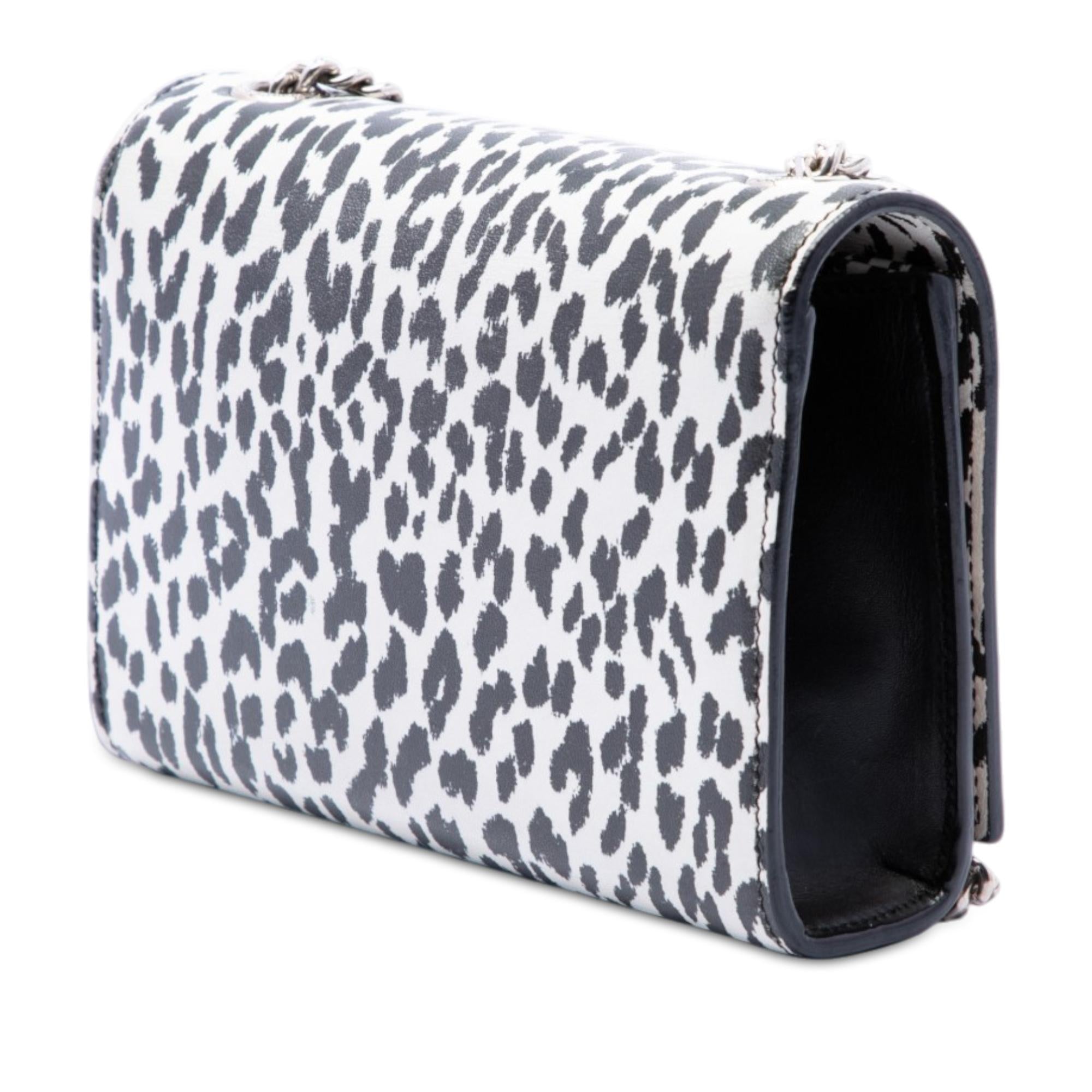 Saint Laurent Small Calfskin Leopard Print Monogram Kate Crossbody