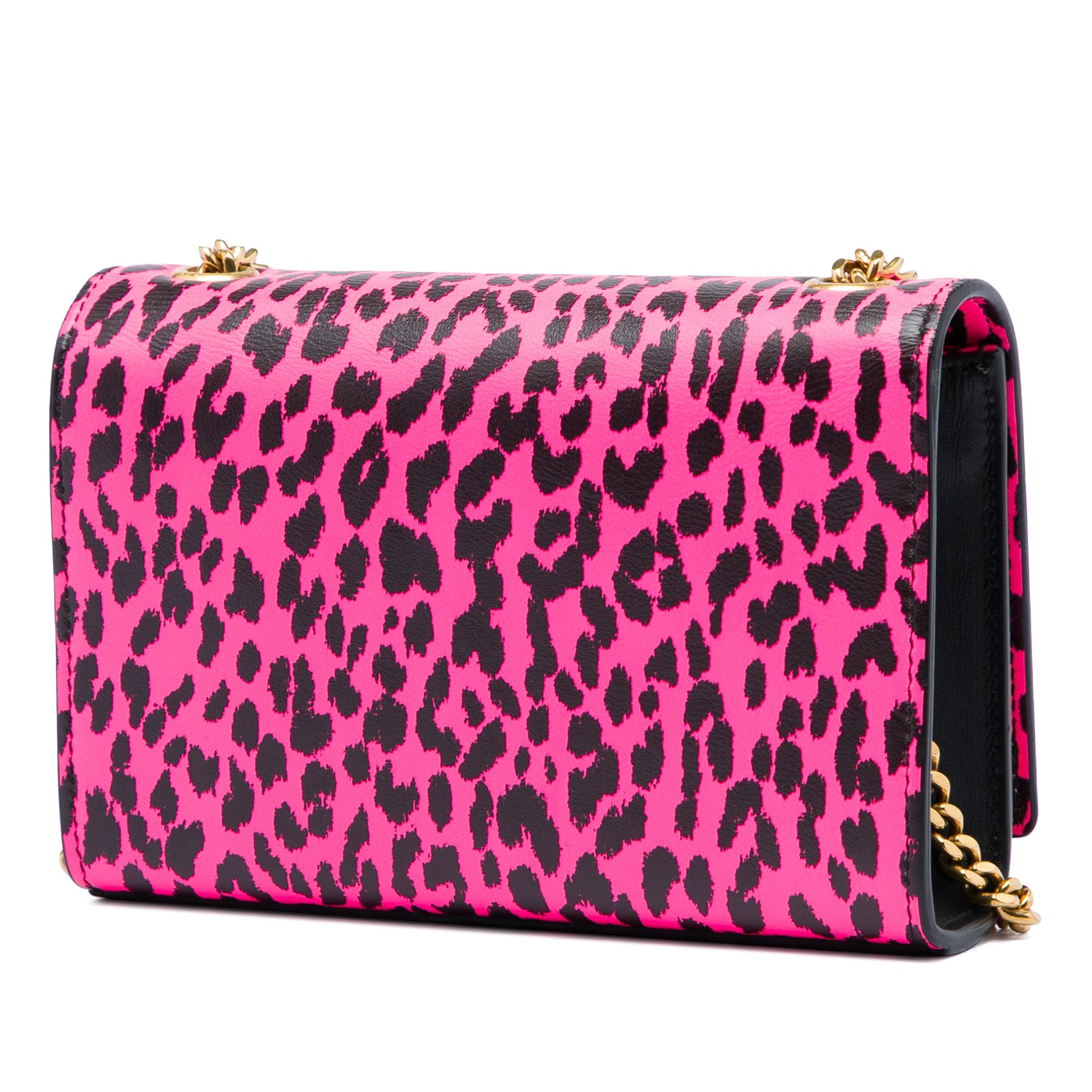 Saint Laurent Small Calfskin Leopard Print Monogram Kate Crossbody