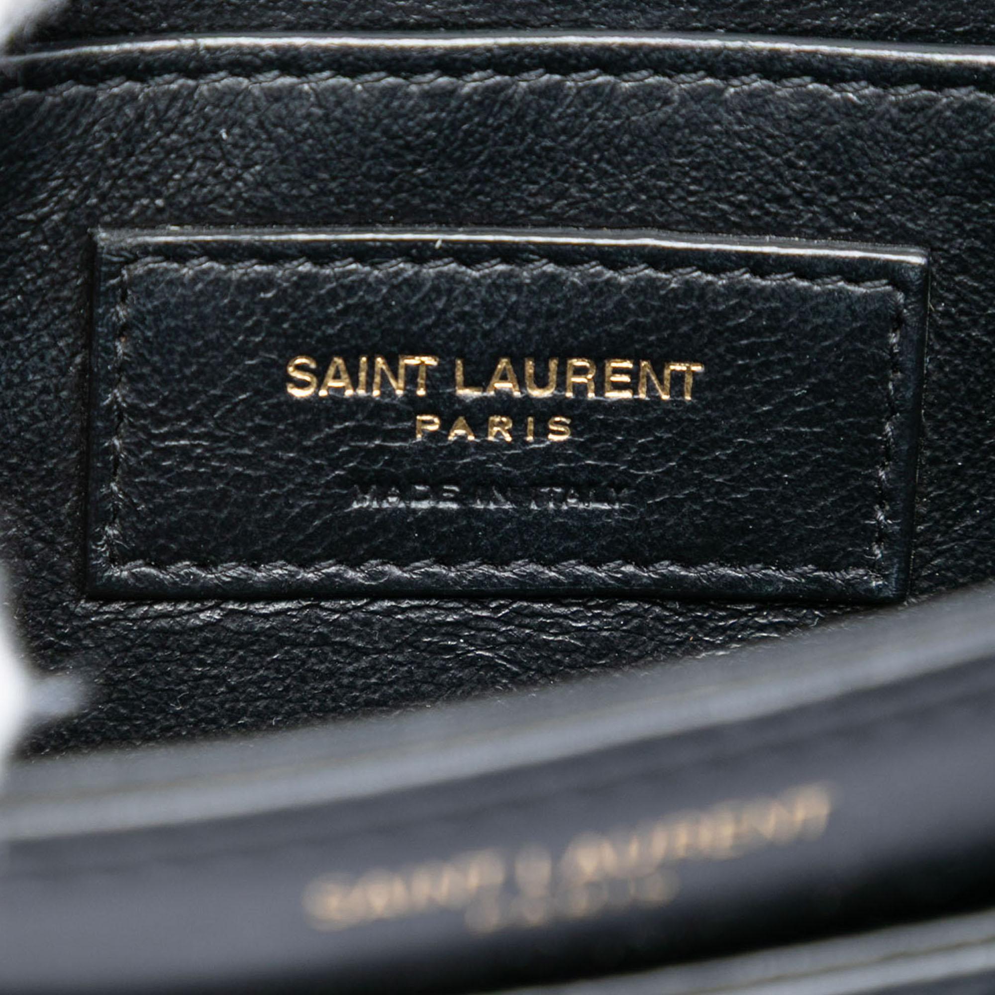 Saint Laurent Small Canvas Striped Solferino Satchel In Box