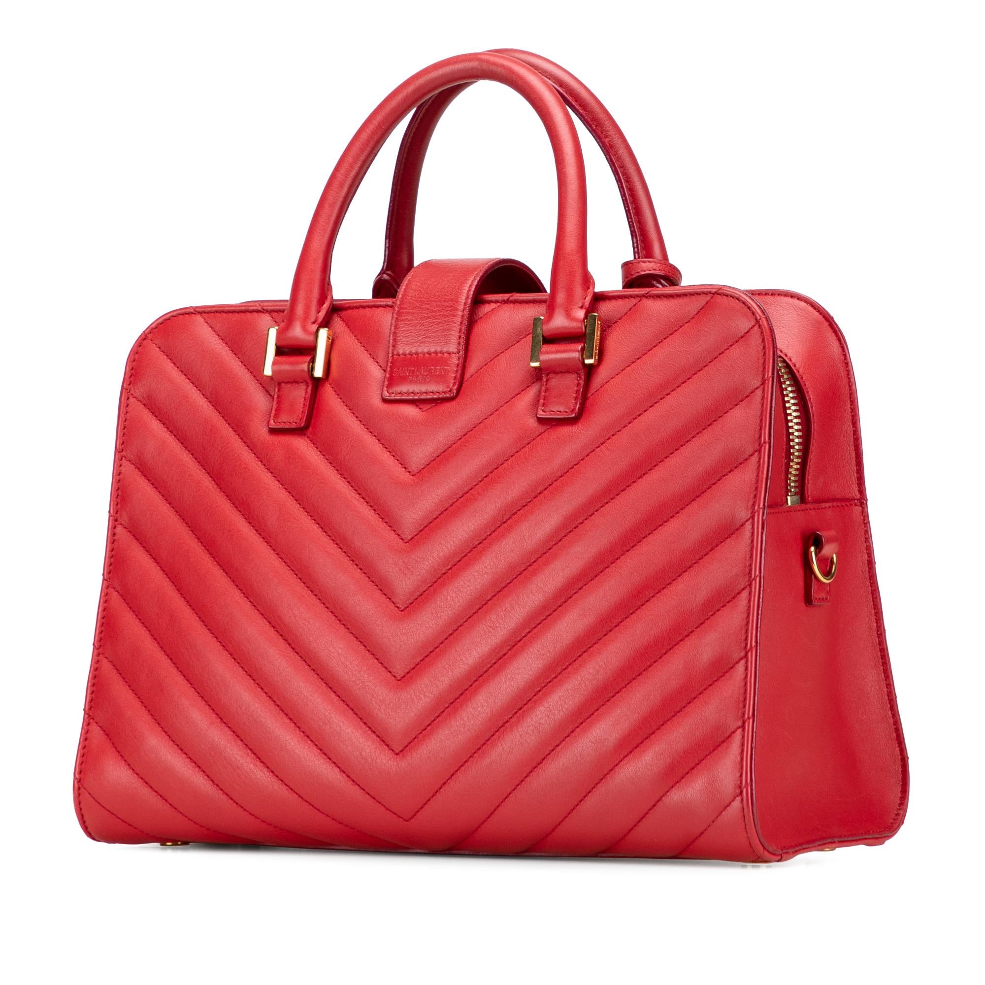 Saint Laurent Small Chevron Calfskin Monogram Cabas Satchel