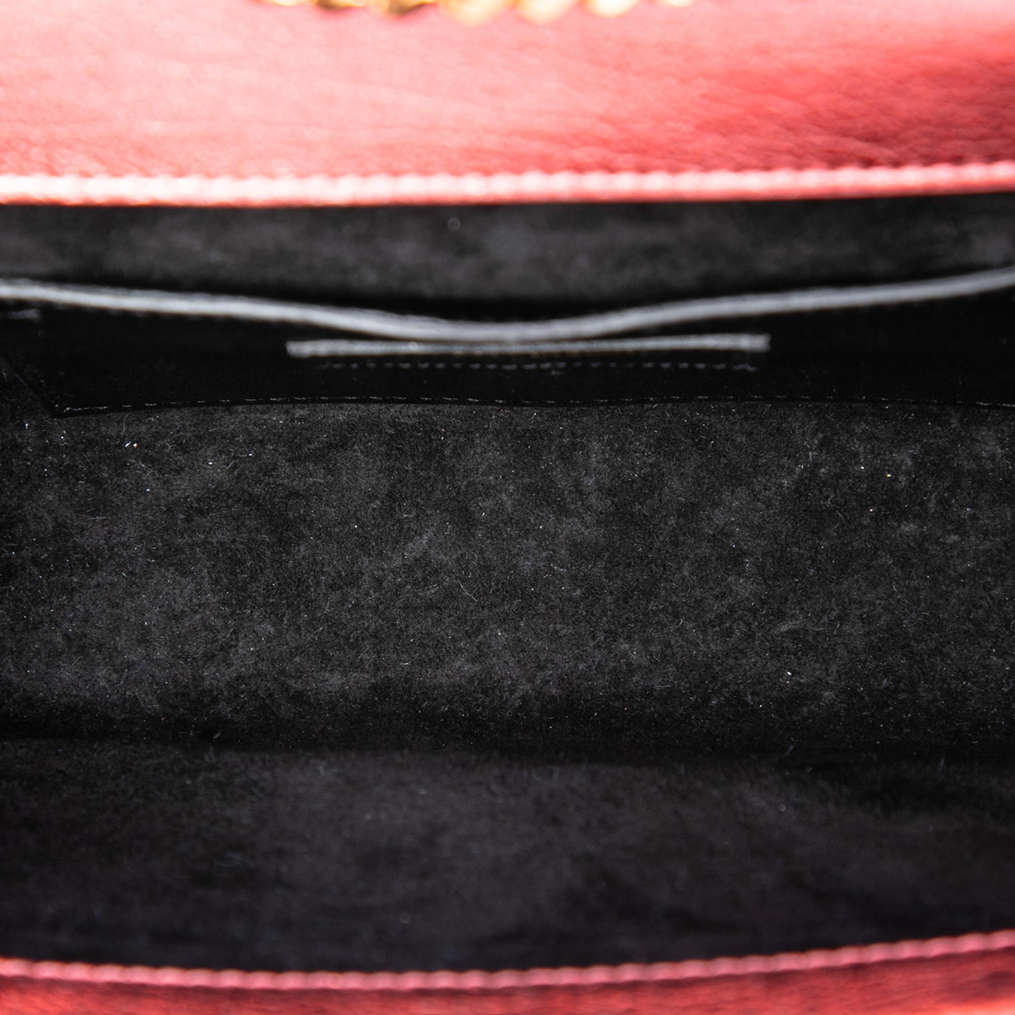 Saint Laurent Small Chevron Metallic Calfskin Monogram Envelope Bag