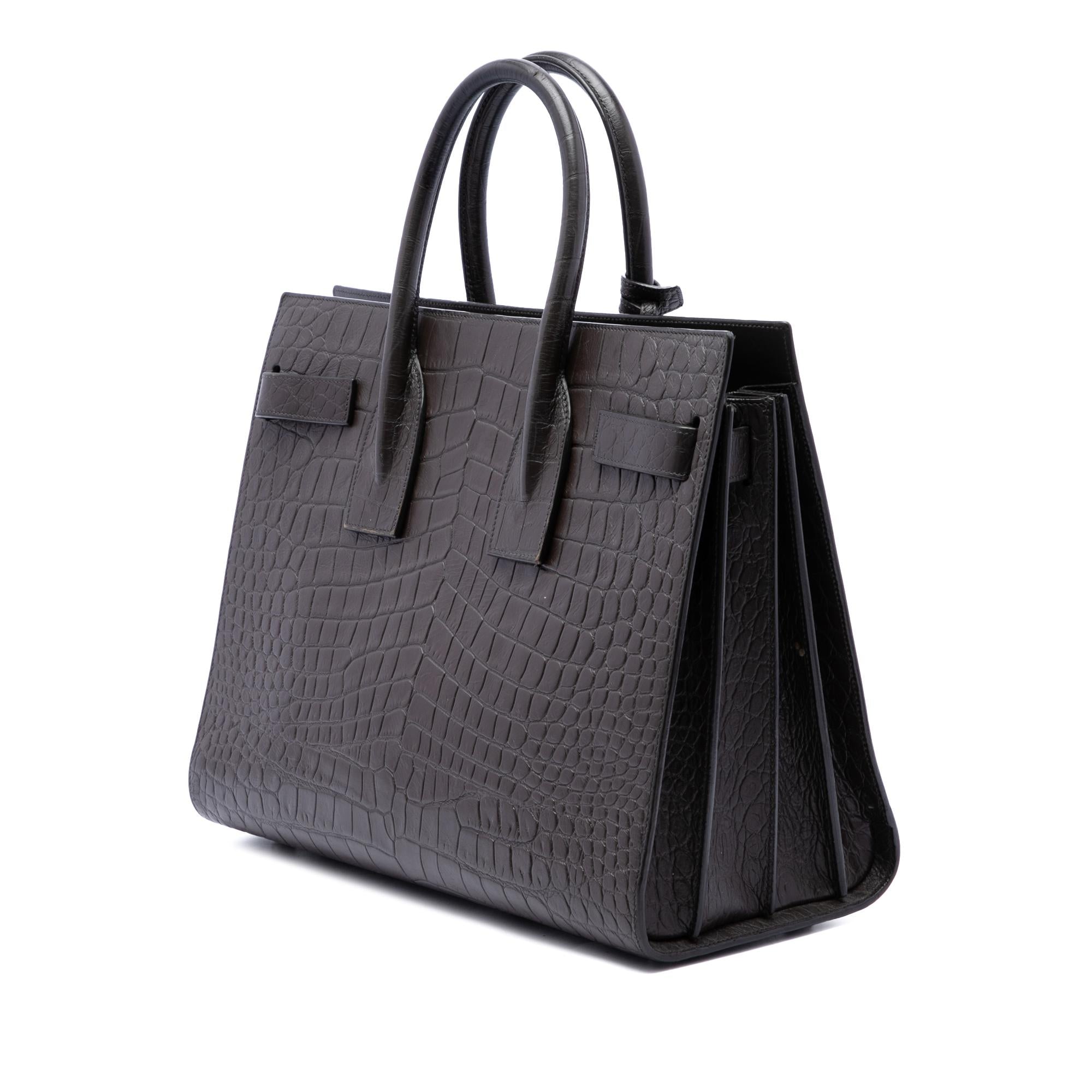 Saint Laurent Small Croc Embossed Leather Sac De Jour Satchel
