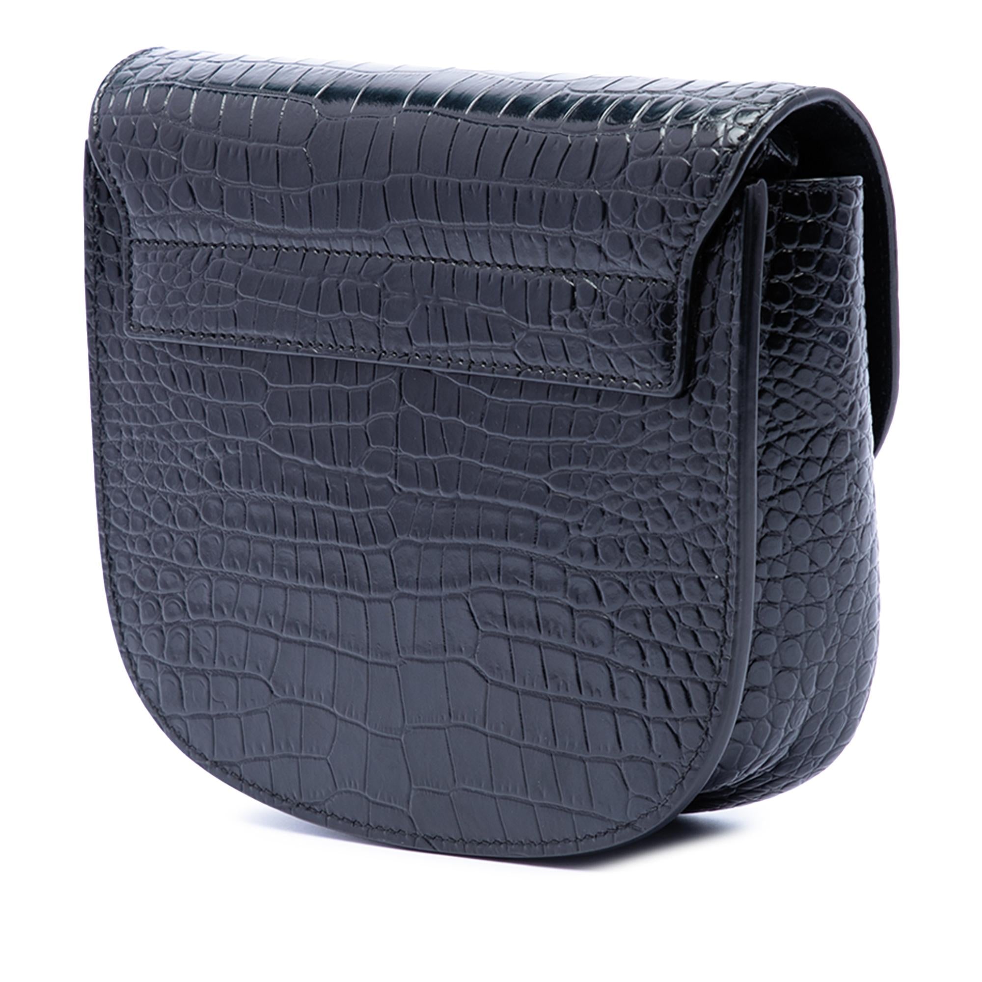 Saint Laurent Small Croc Embossed Monogram Kaia Crossbody
