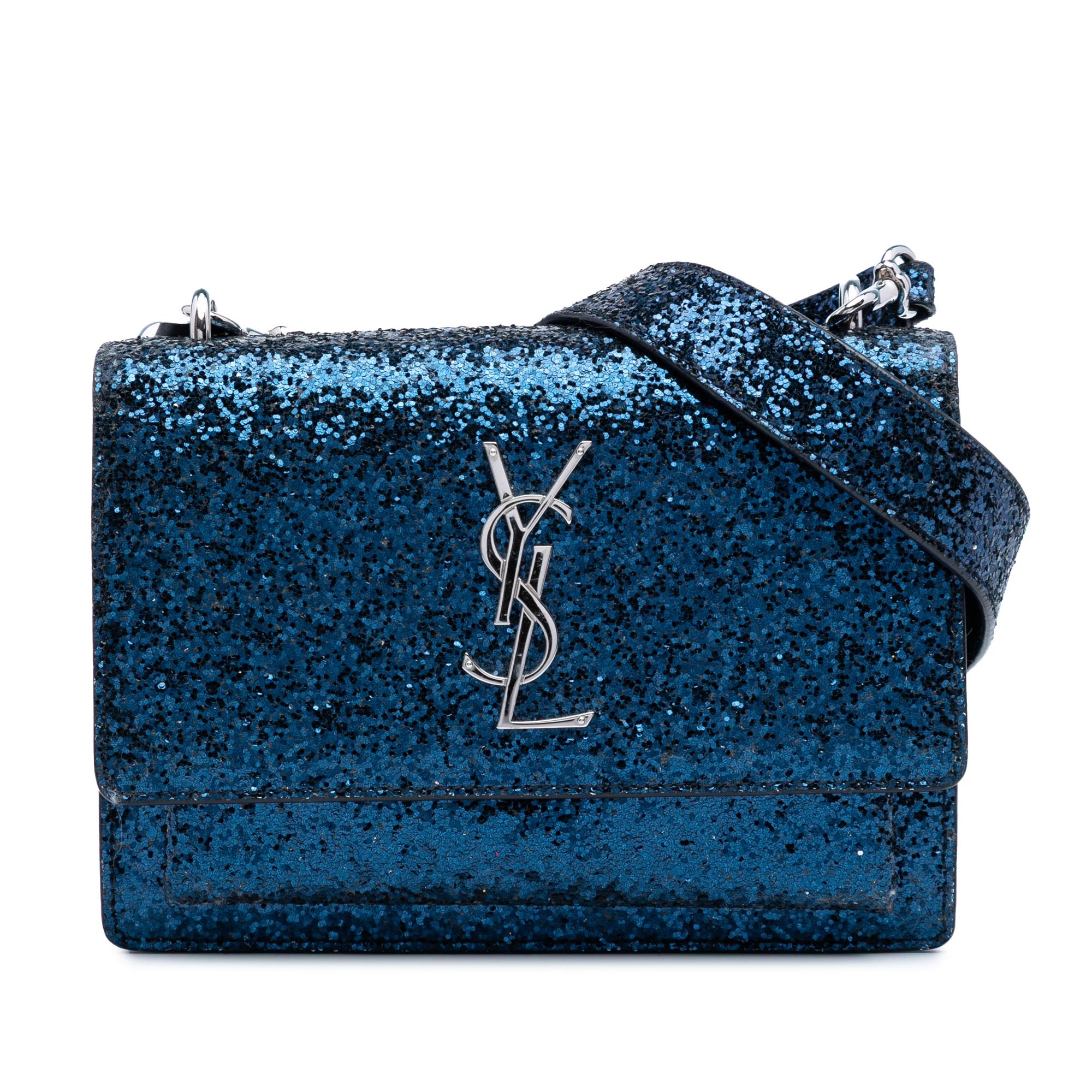Saint Laurent Small Glitter Leather Monogram Sunset Crossbody
