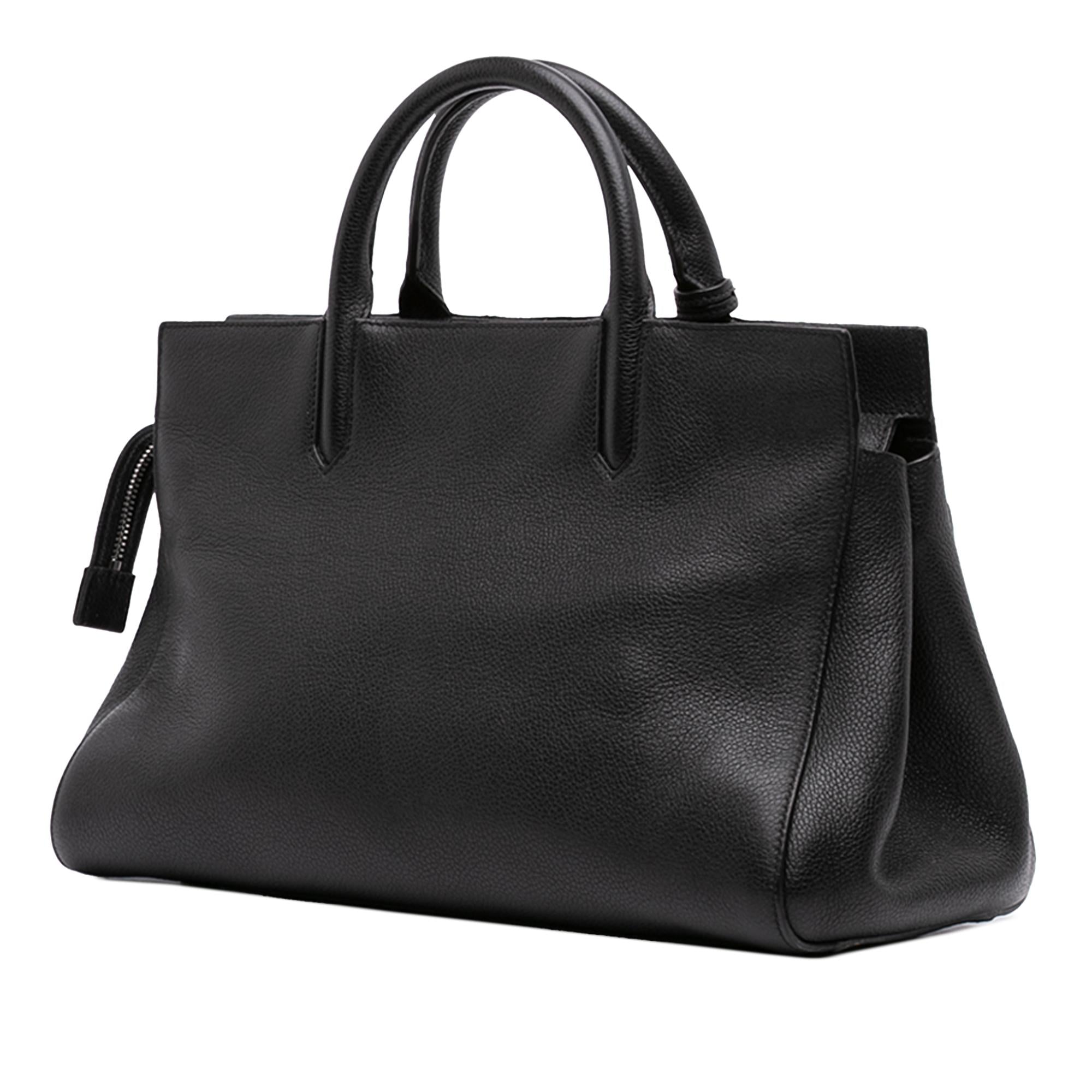 Saint Laurent Small Grained Calfskin Cabas Rive Gauche Satchel