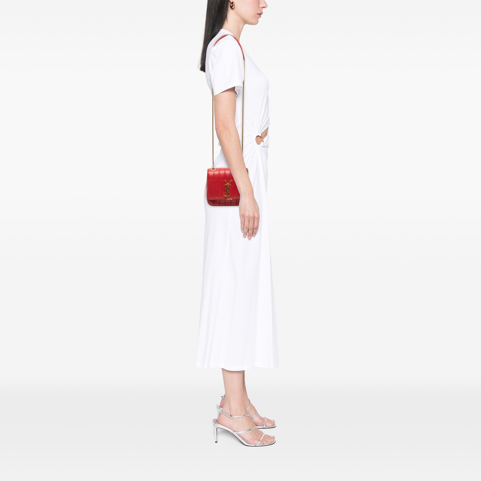 Saint Laurent Small Lambskin Monogram Vicky Chain Bag