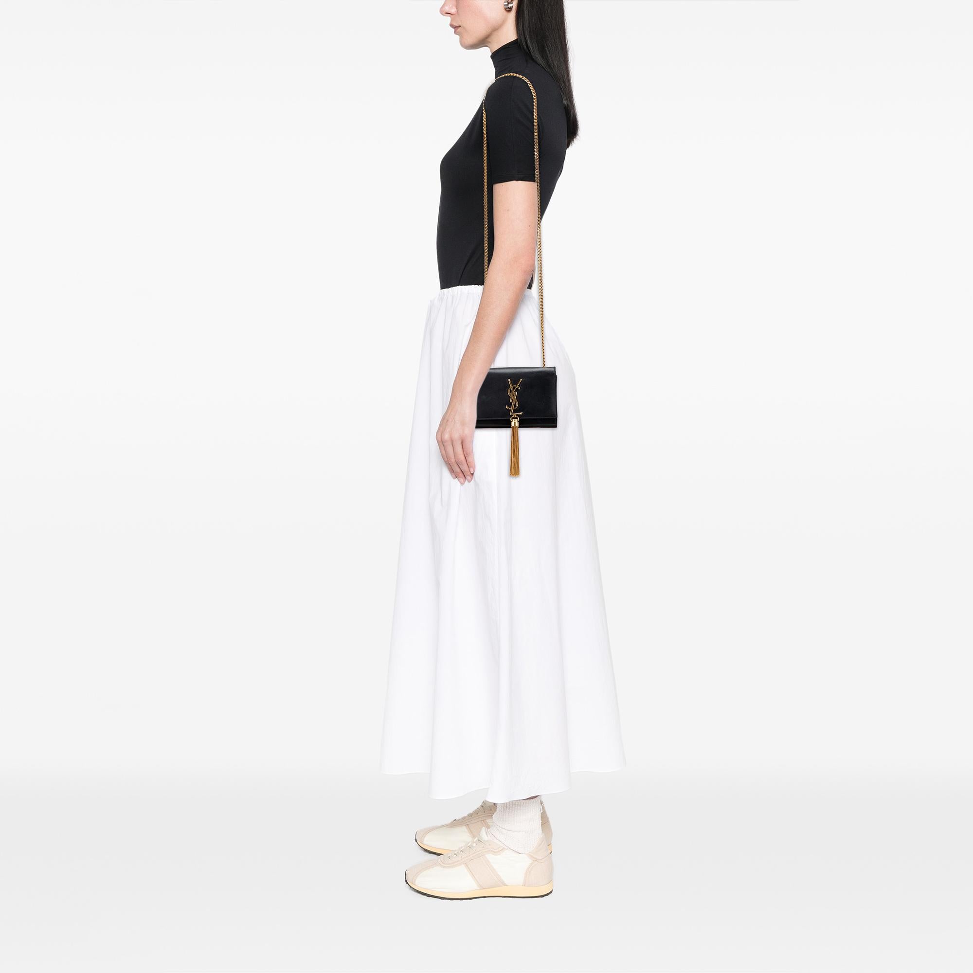 Saint Laurent Small Leather Monogram Kate Tassel Crossbody