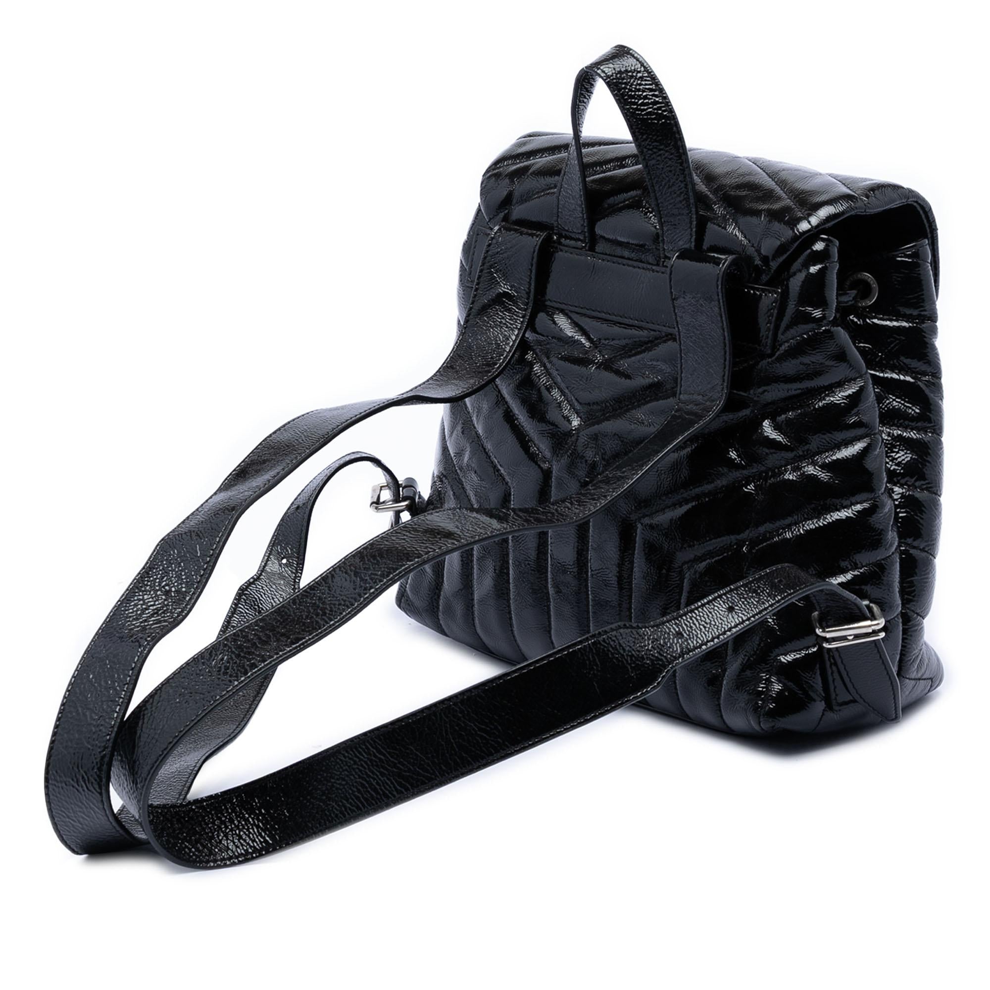 Saint Laurent Small Matelasse Patent Monogram LouLou Backpack