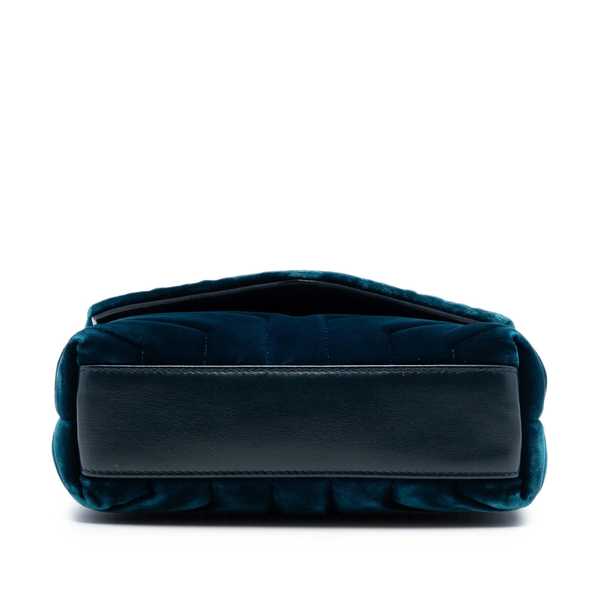 Saint Laurent Small Matelasse Velvet Monogram LouLou Shoulder Bag